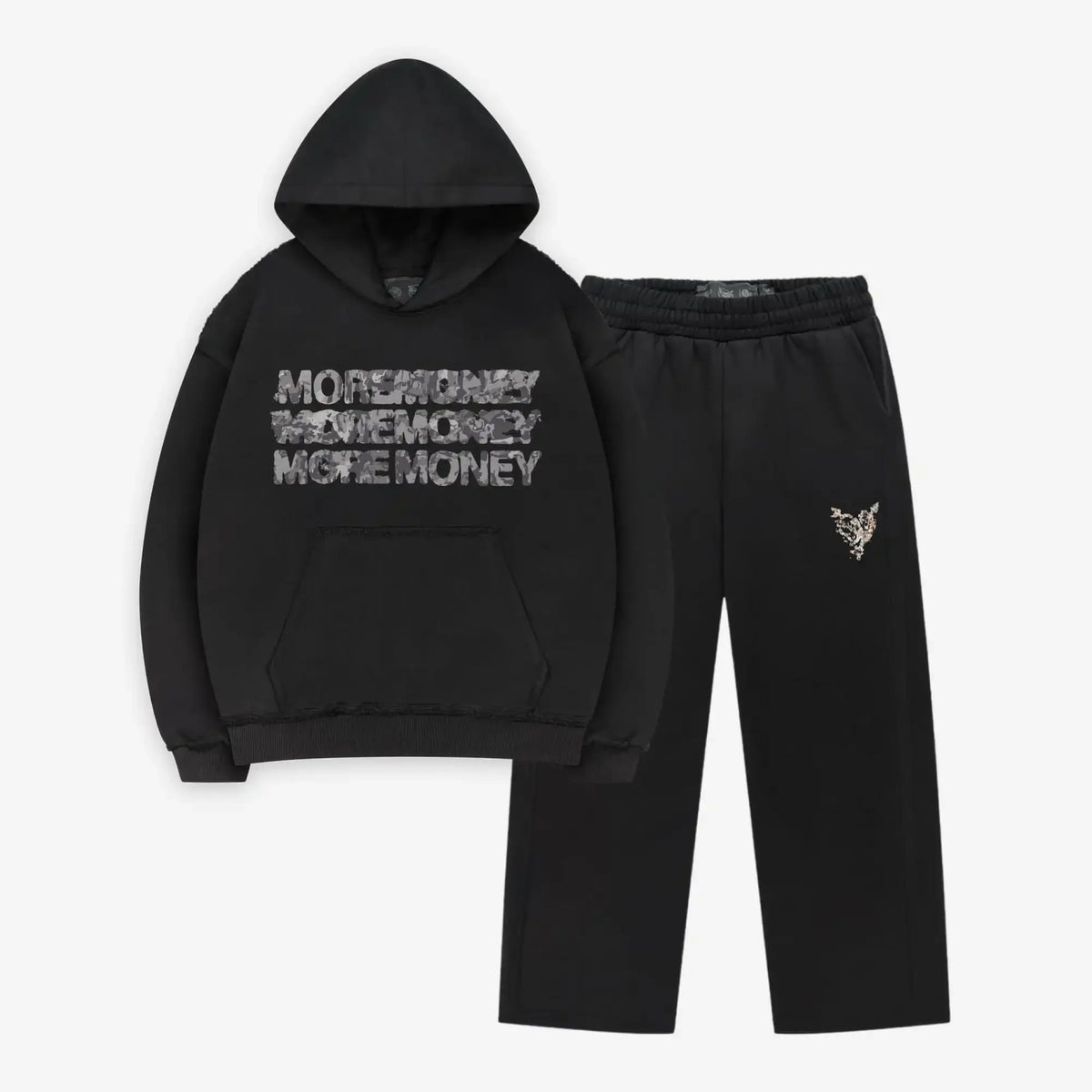 MONEY CALLING FLATLOCK HOODIE + JOGGER BLACK