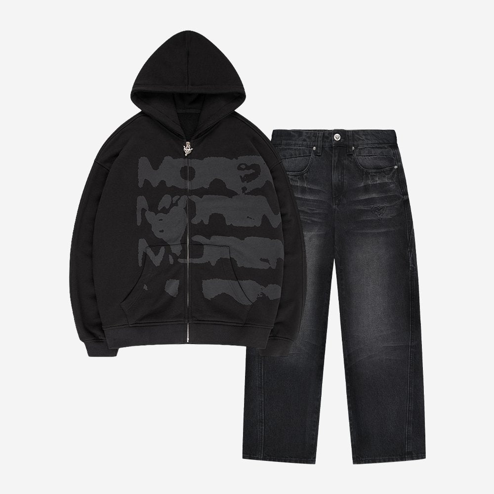 RADIANT CASH ZIP ALL BLACK + DISTINCTIVE DENIM BLACK