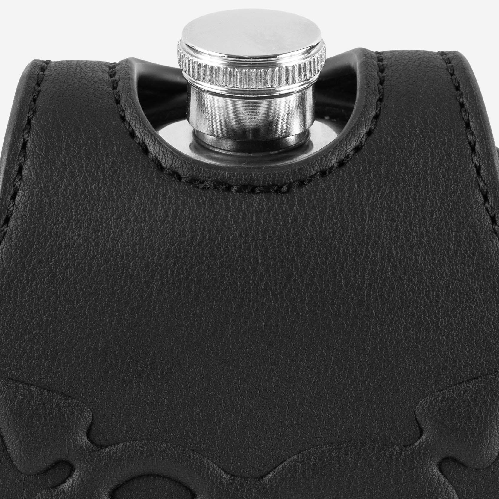 PUNCHED HEART HIP FLASK BAG BLACK