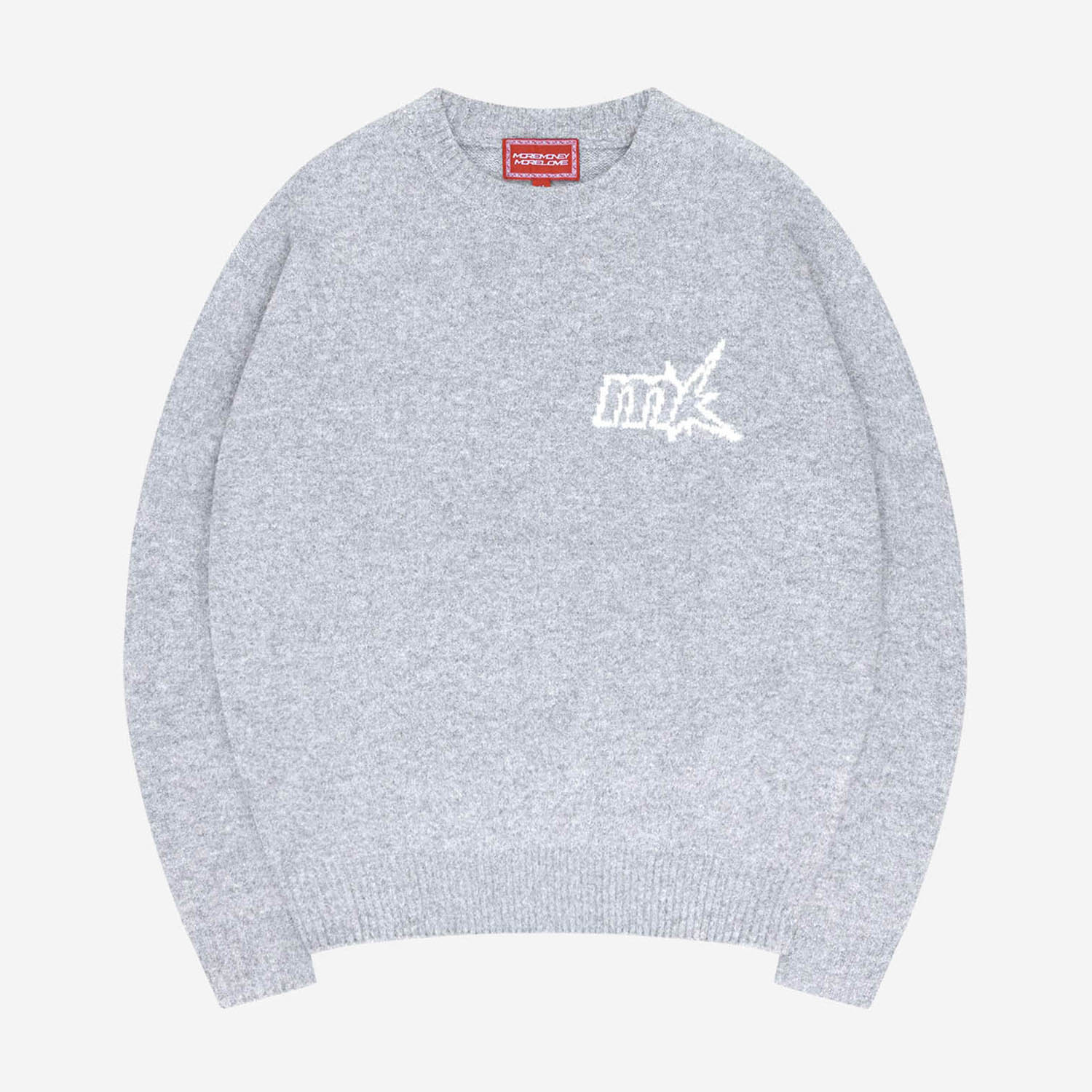 FUZZY KNIT SWEATER GREY MELANGE
