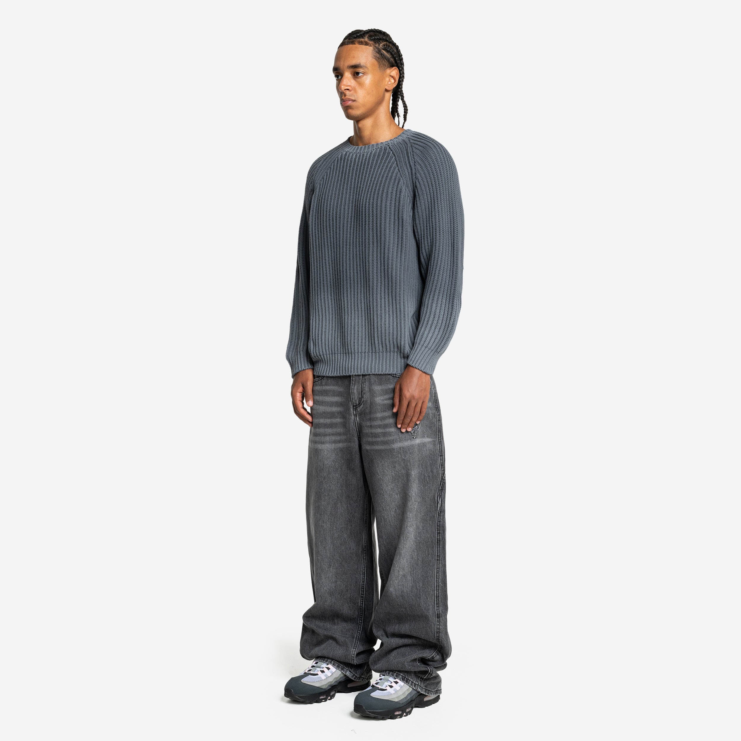RIPPED DISTINCTIVE BAGY DENIM GRAY
