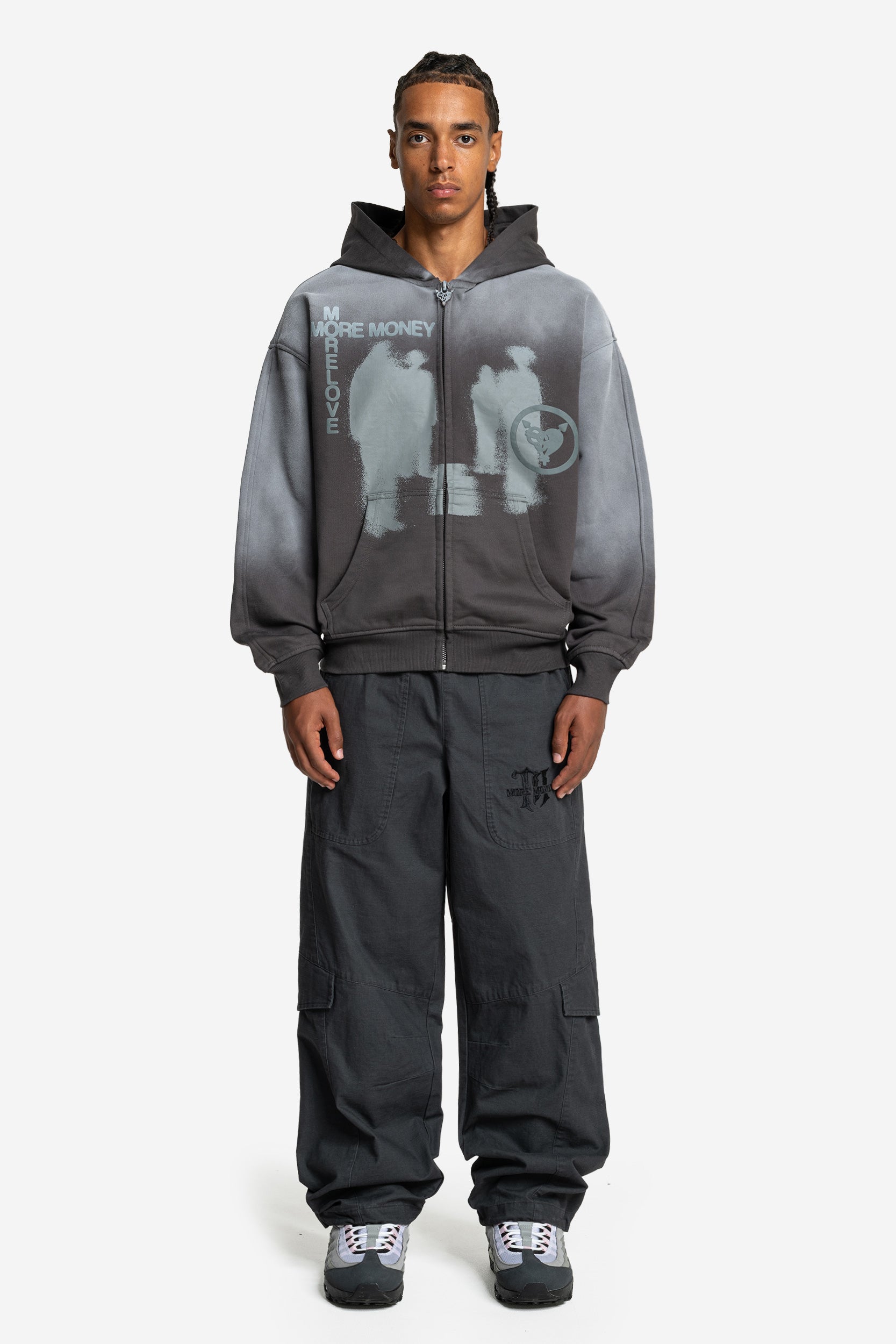LOST BOND ZIP DARK GRAY SPRAY WASHED