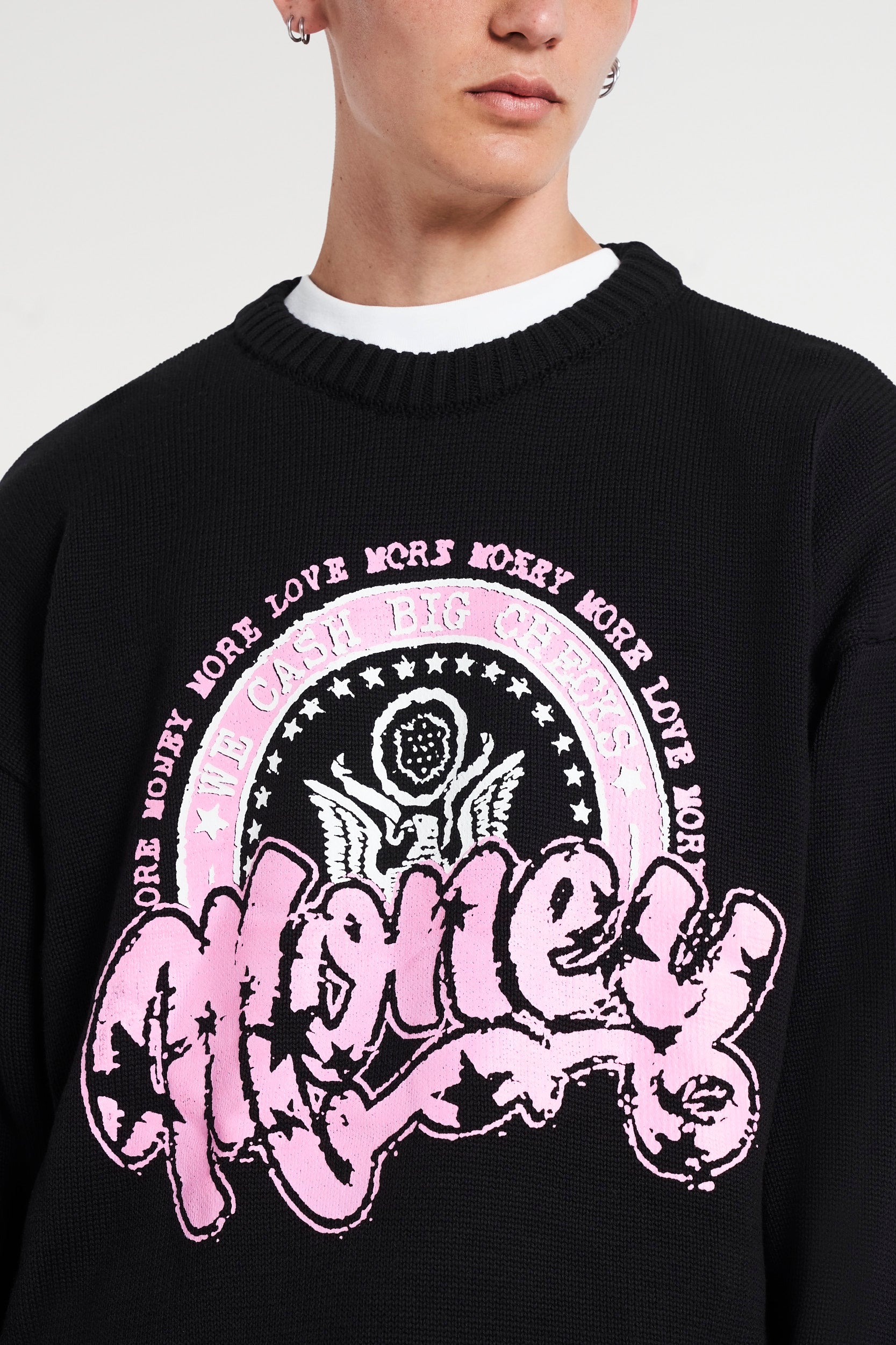 BIG CHECKS KNIT CREWNECK BLACK