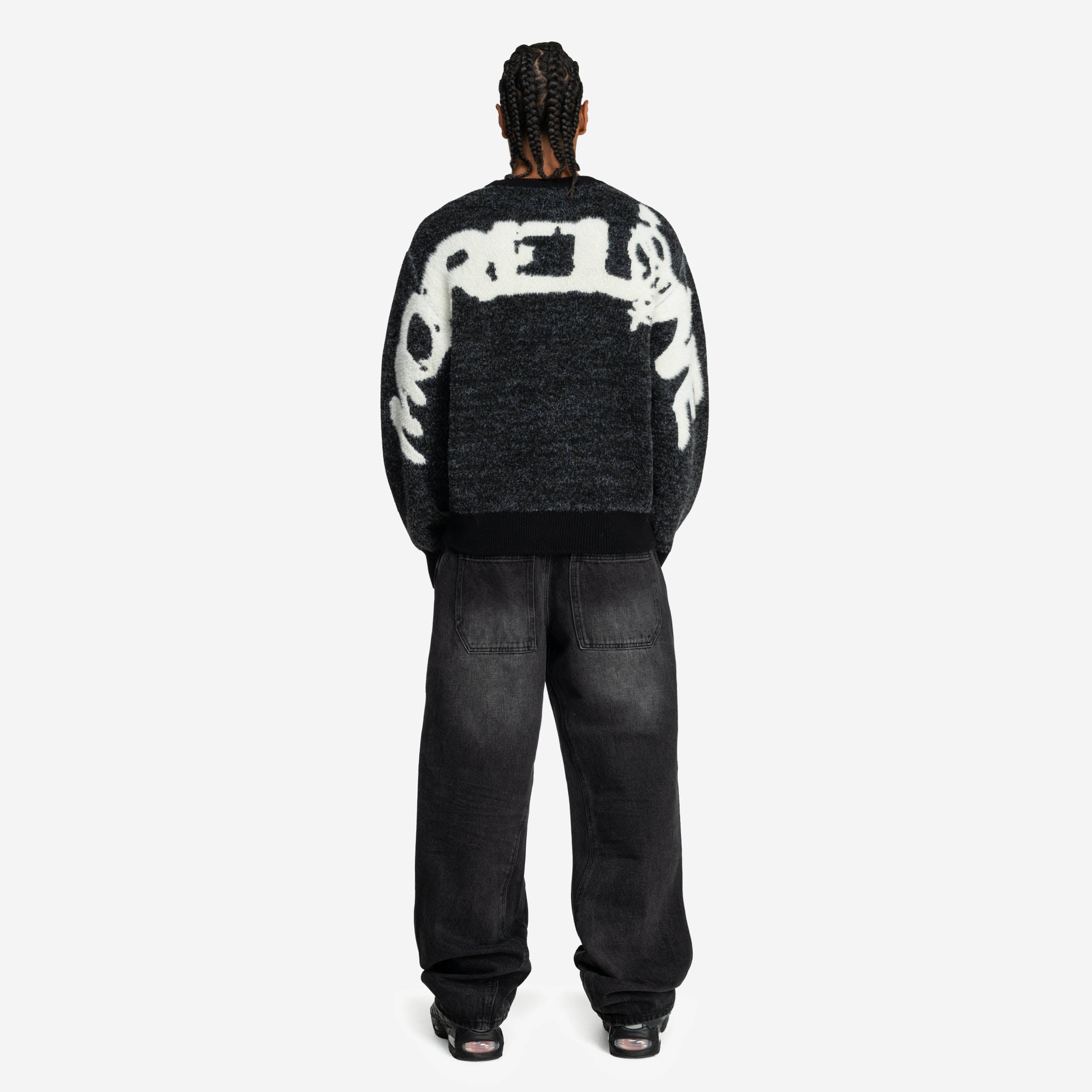 FURRY KNIT SWEATER BLACK