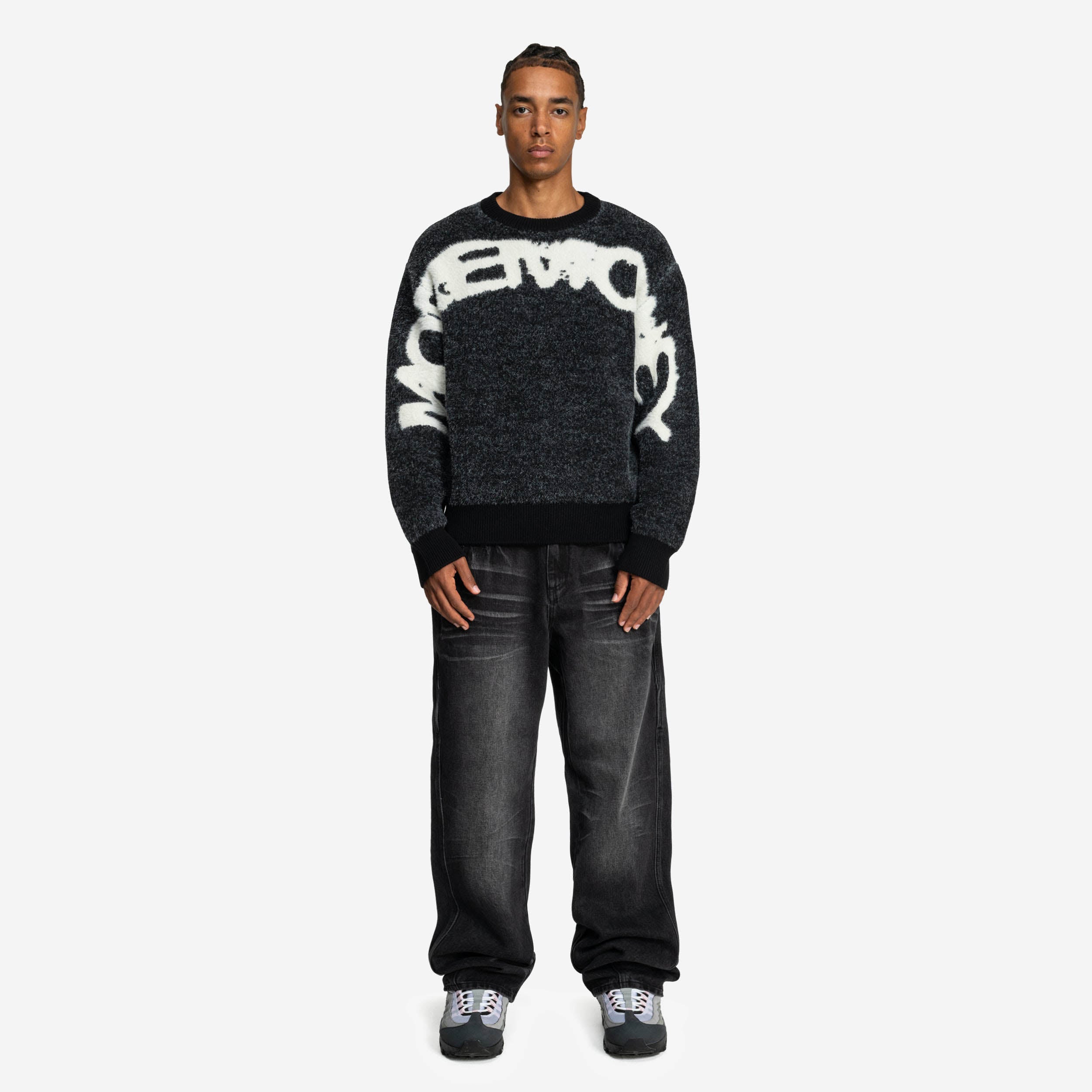 FURRY KNIT SWEATER BLACK