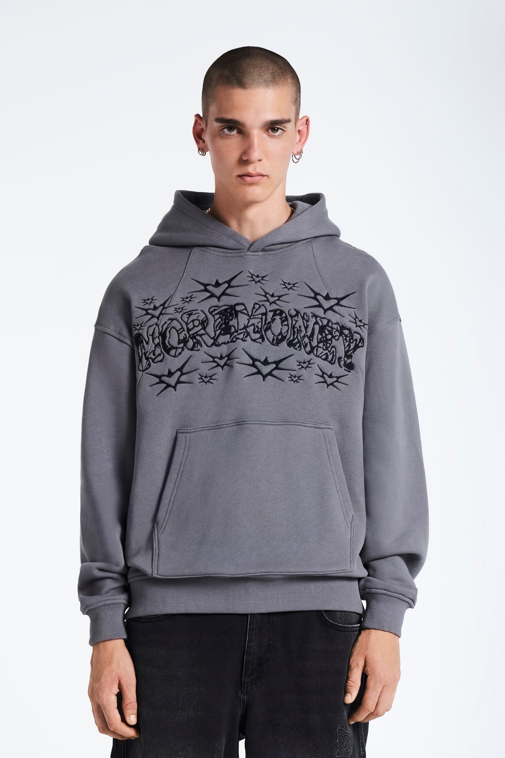 REVERSI GRAPHIC HOODIE TORNADO GREY