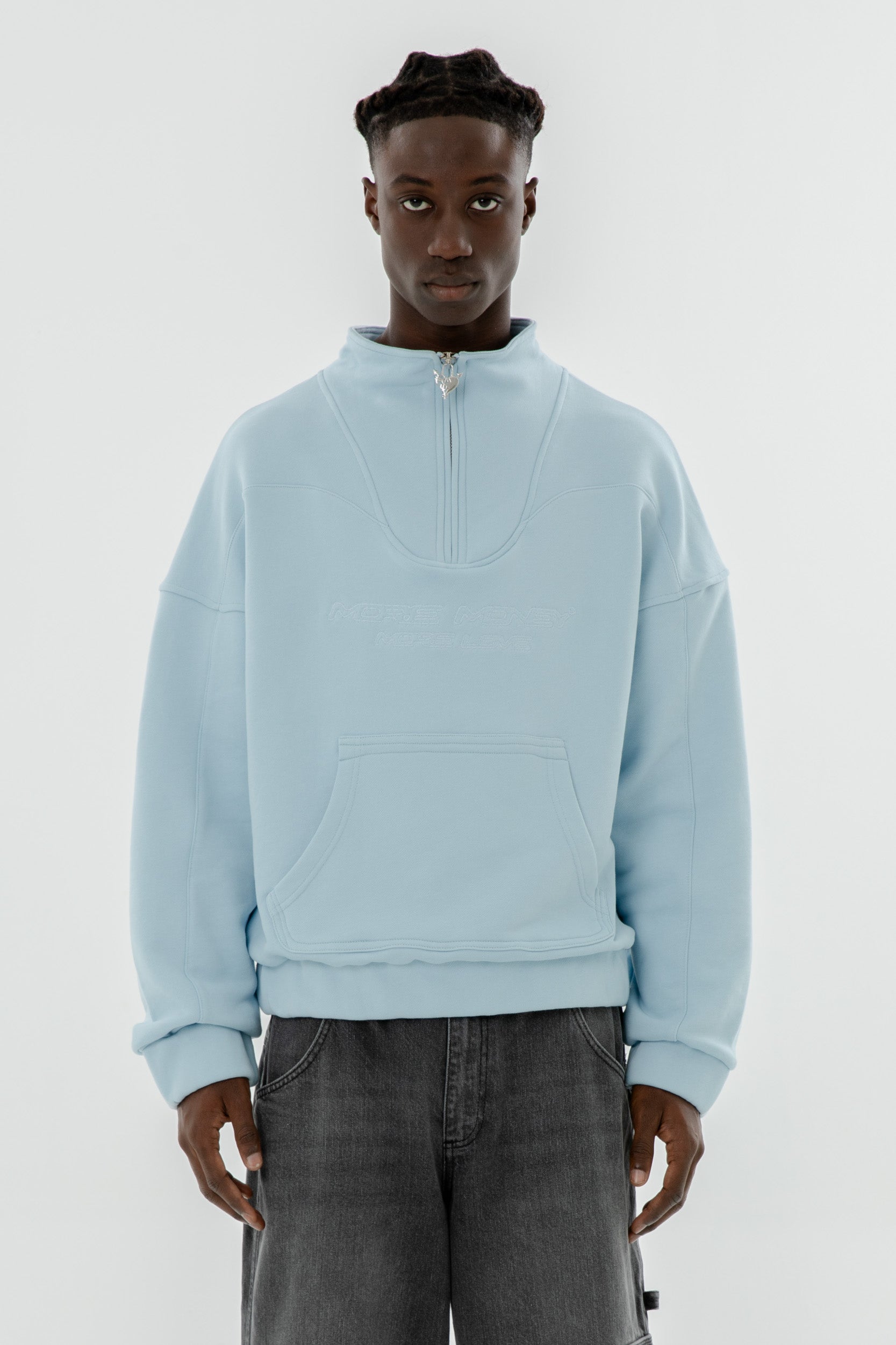 MORE MONEY LOGO HALFZIP BABYBLUE 