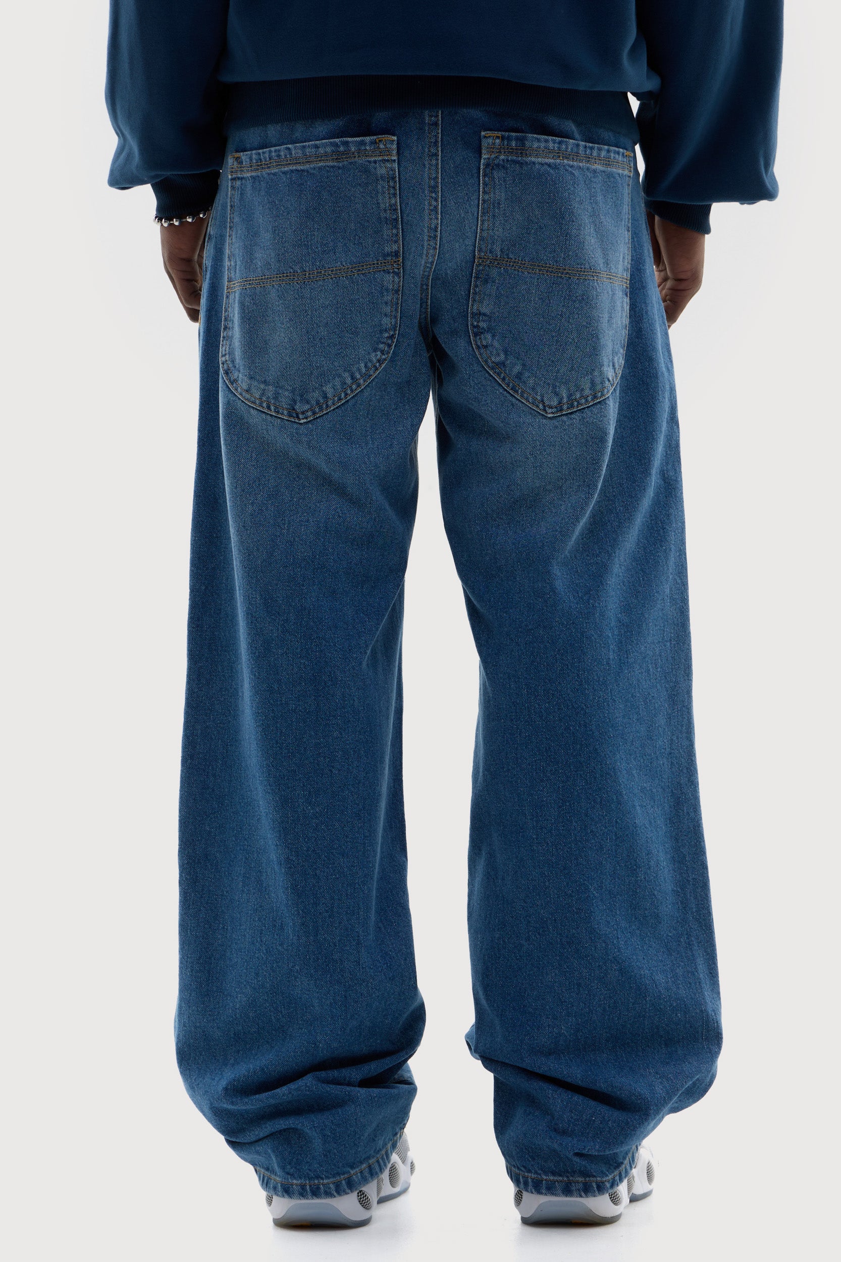 MORE MONEY LOGO BAGGY DENIM BLUE 