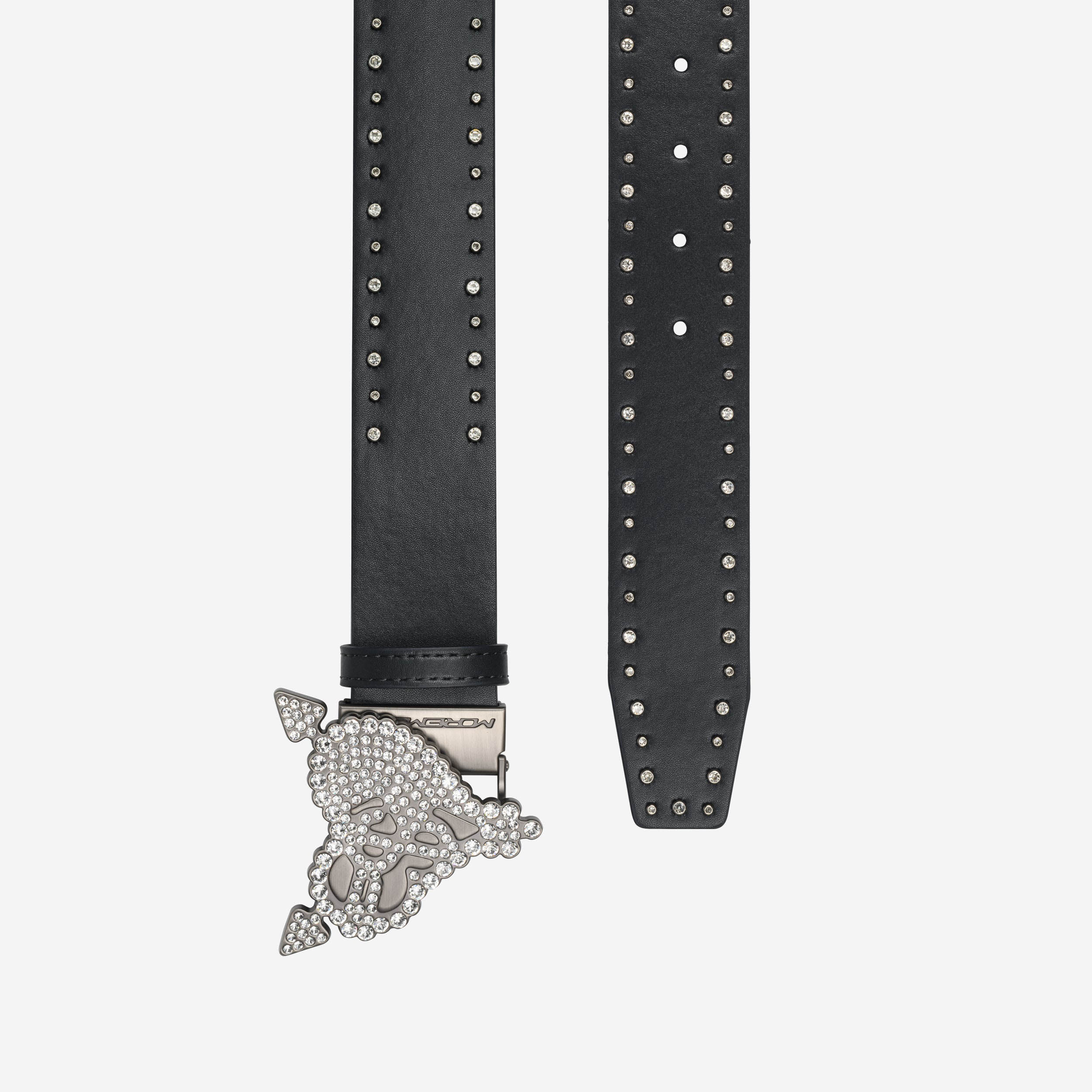 RHINESTONE HEART BELT DARK GREY