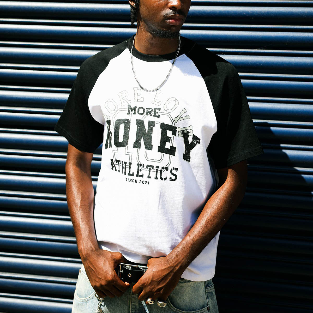 VINTAGE ATHL. RAGLAN TEE WHITE/BLACK