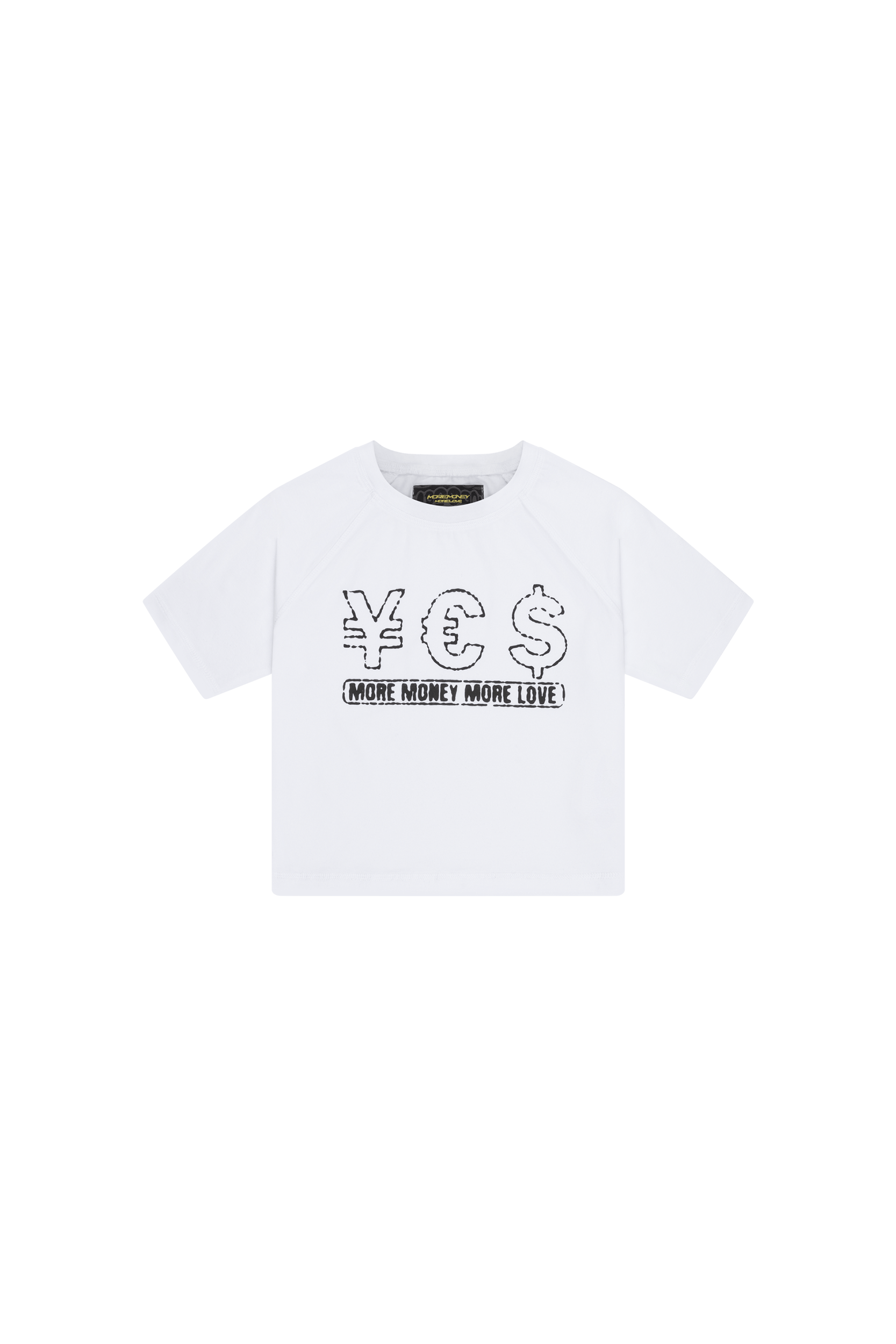 MORE MONEY YES CROP TOP WHITE