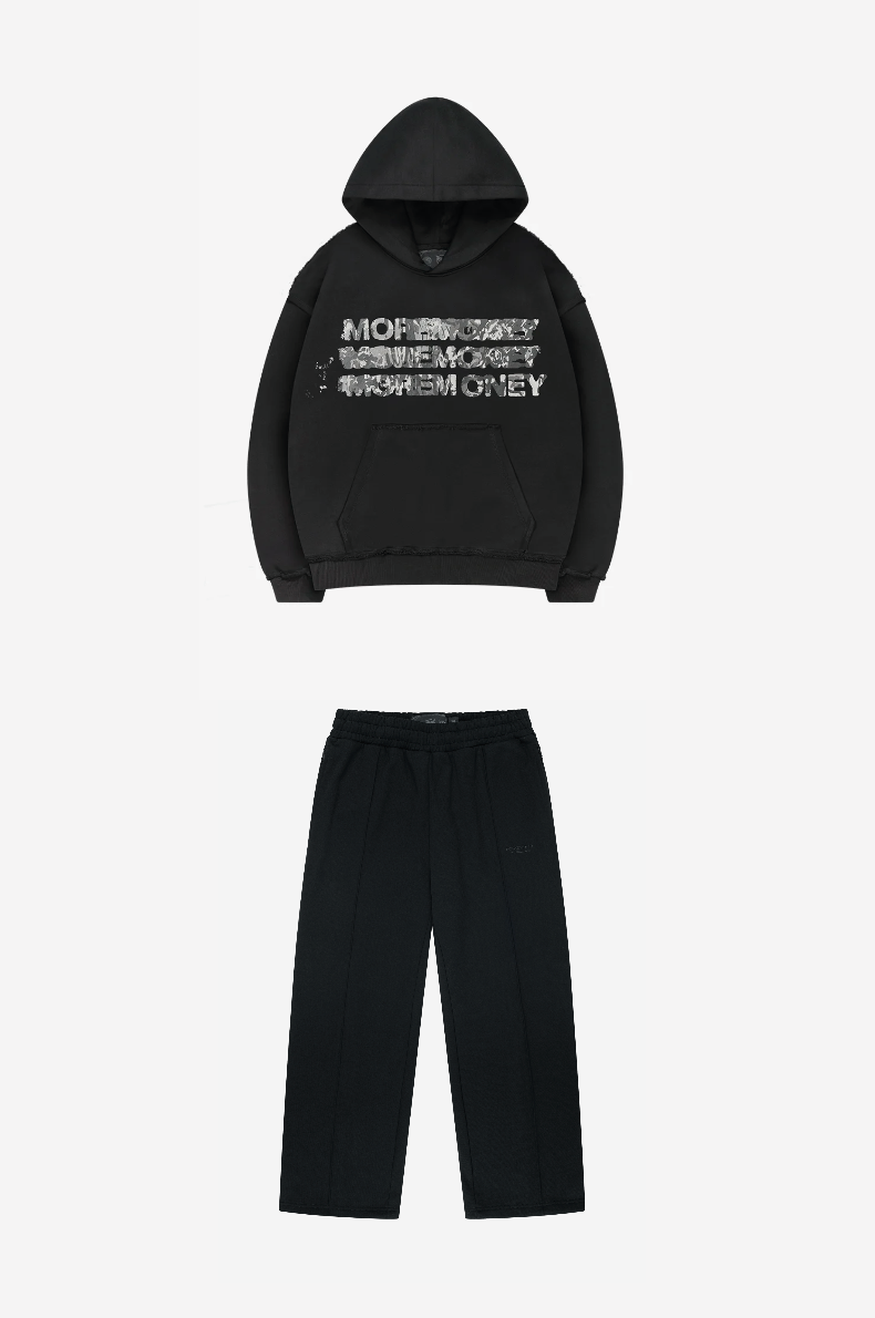 MONEY CALLING FLATLOCK HOODIE BLACK + BASE JOGGER BLACK