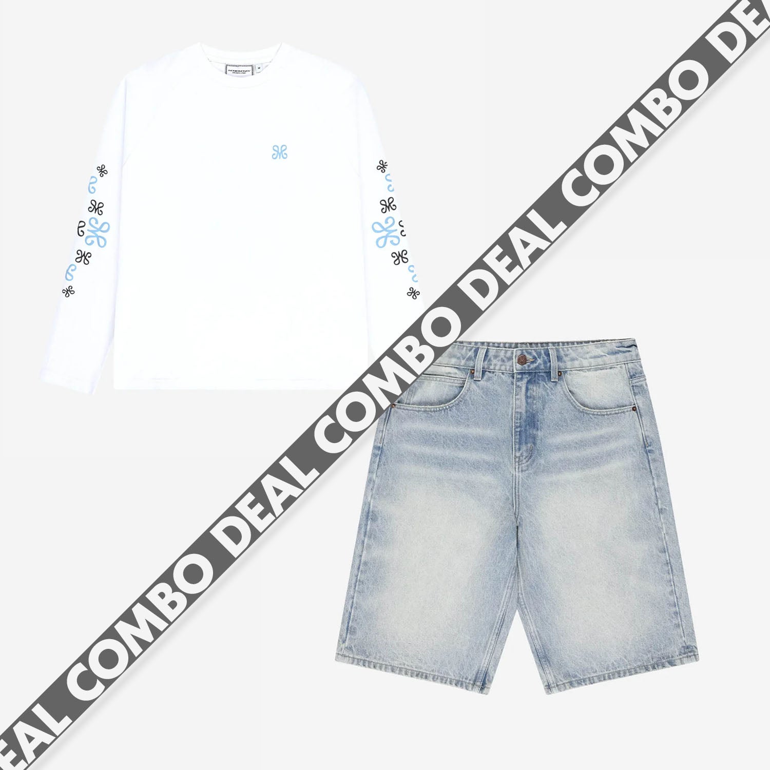 MONOGRAM LONGSLEEVE WHITE + BASE JORTS VINTAGE BLUE