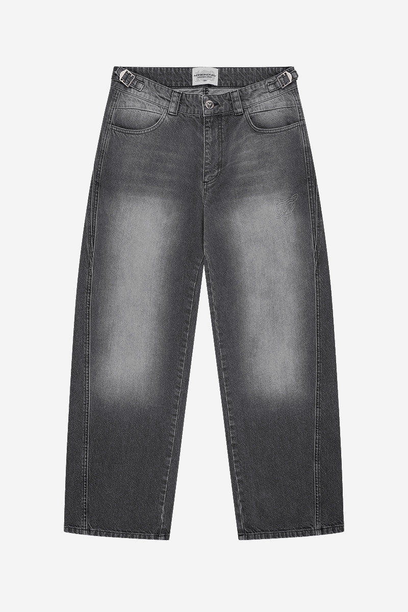WET DREAM TEE DARK GREY WASHED + DISTINCTIVE BAGGY DENIM GREY WASHED