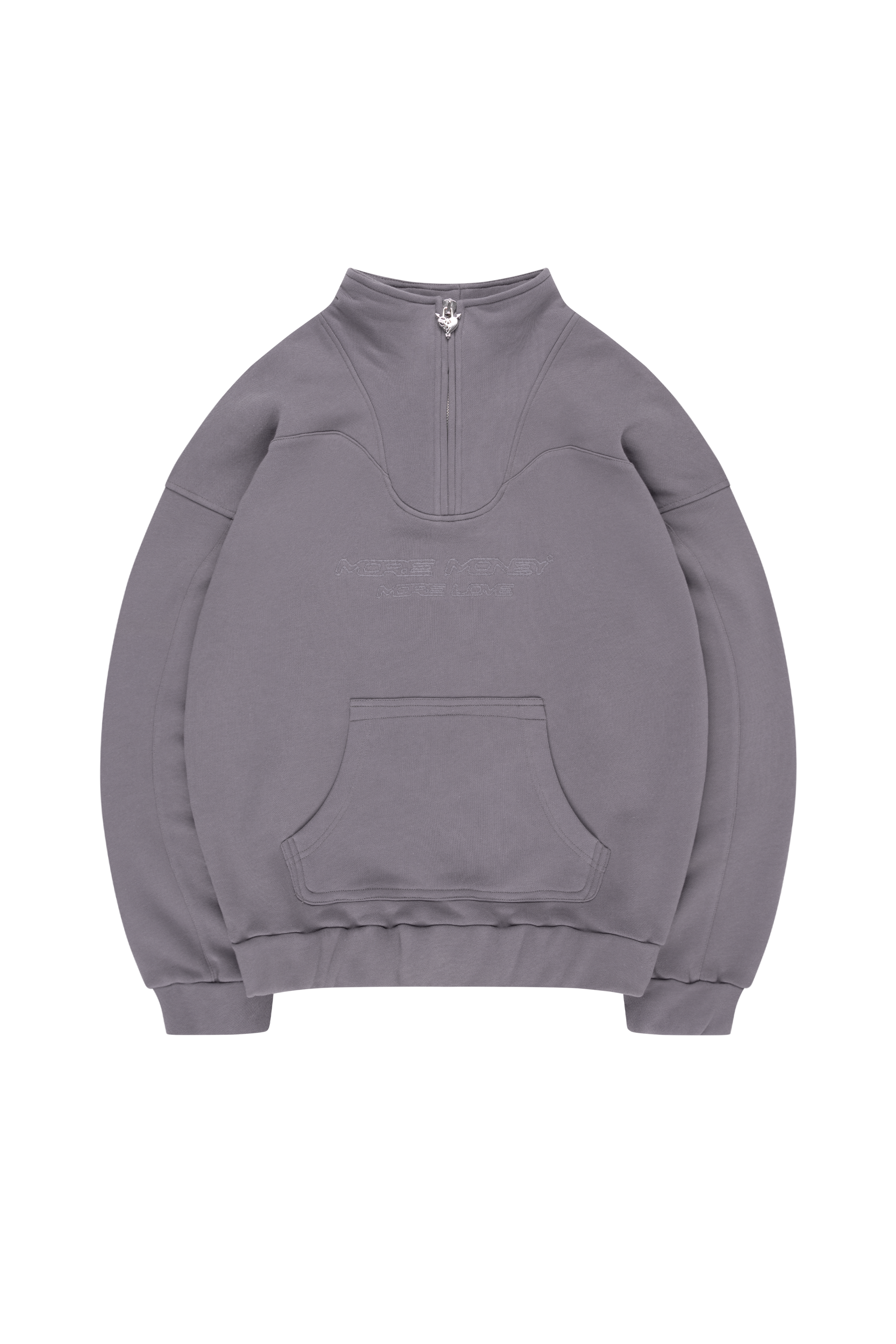 MORE MONEY LOGO HALFZIP STONE GRAY 