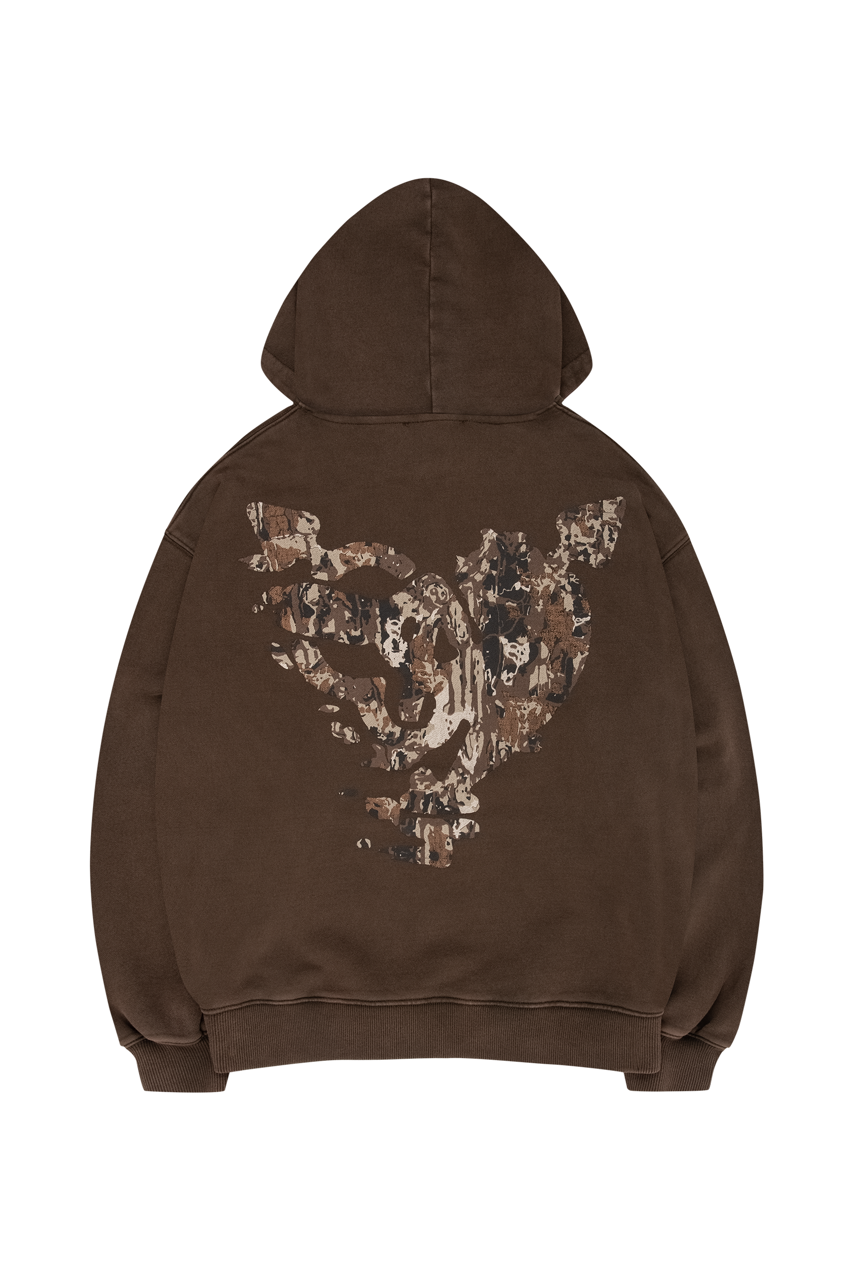 MONEY CALLING HOODIE BROWN OIL WASH