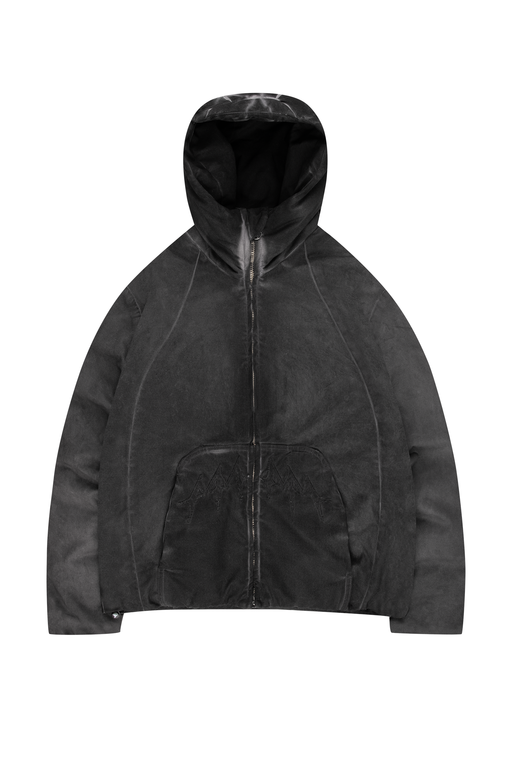 OIL WASHED PUFFER JACKET BLACK