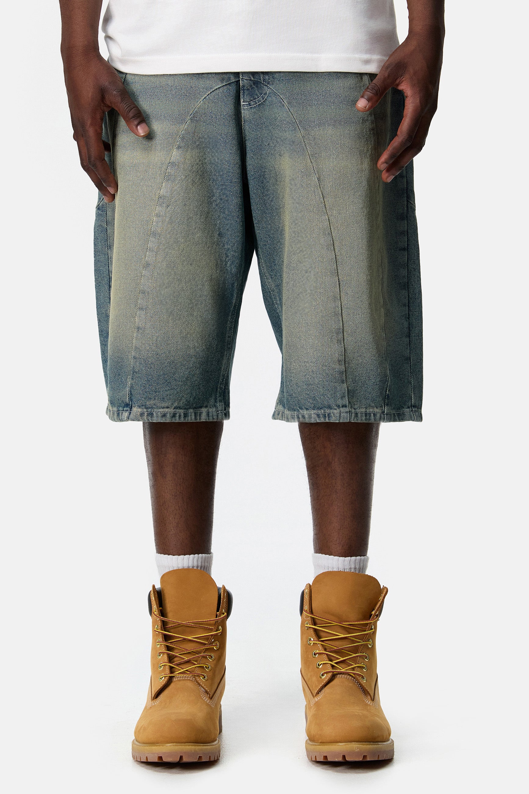 DOUBLE STITCH JORTS BLUE WASHED