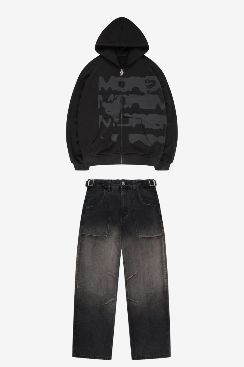 RADIANT CASH ZIP ALL BLACK + CRUSH DENIM