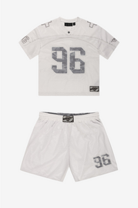 DISTINCTIVE DENIM WASHED MUD + PLUS MESH JERSEY GREY