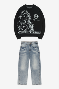 MORE BLESSINGS KNIT BLACK + DISTINCTIVE DENIM