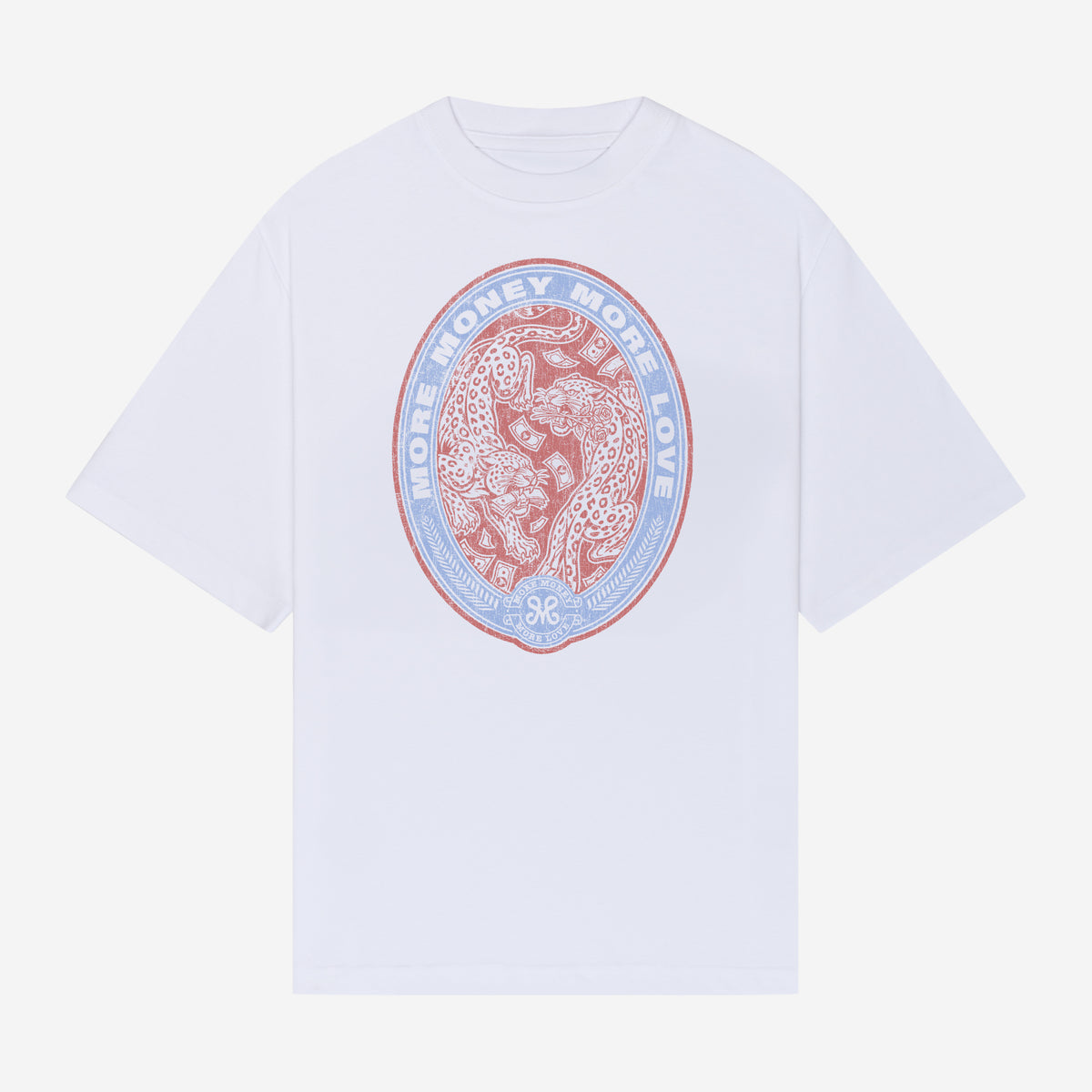LEOPARD TEE WHITE + BASE DENIM DUNE