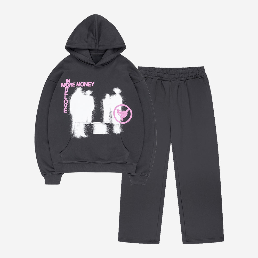 LOST BOND HOODIE DARK GREY + OPEN LEG JOGGER DARK GREY