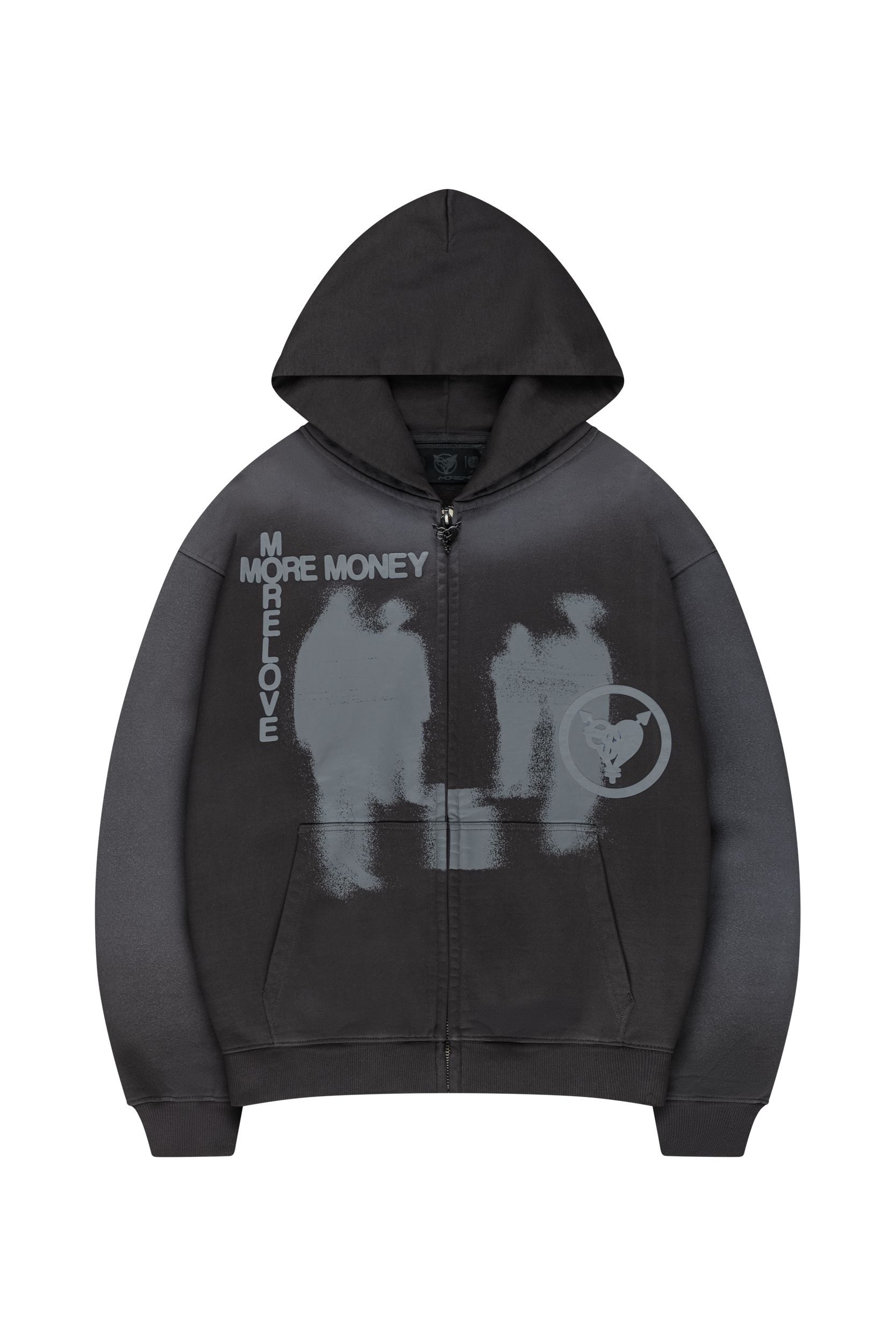 LOST BOND ZIP DARK GREY SPRAY WASHED