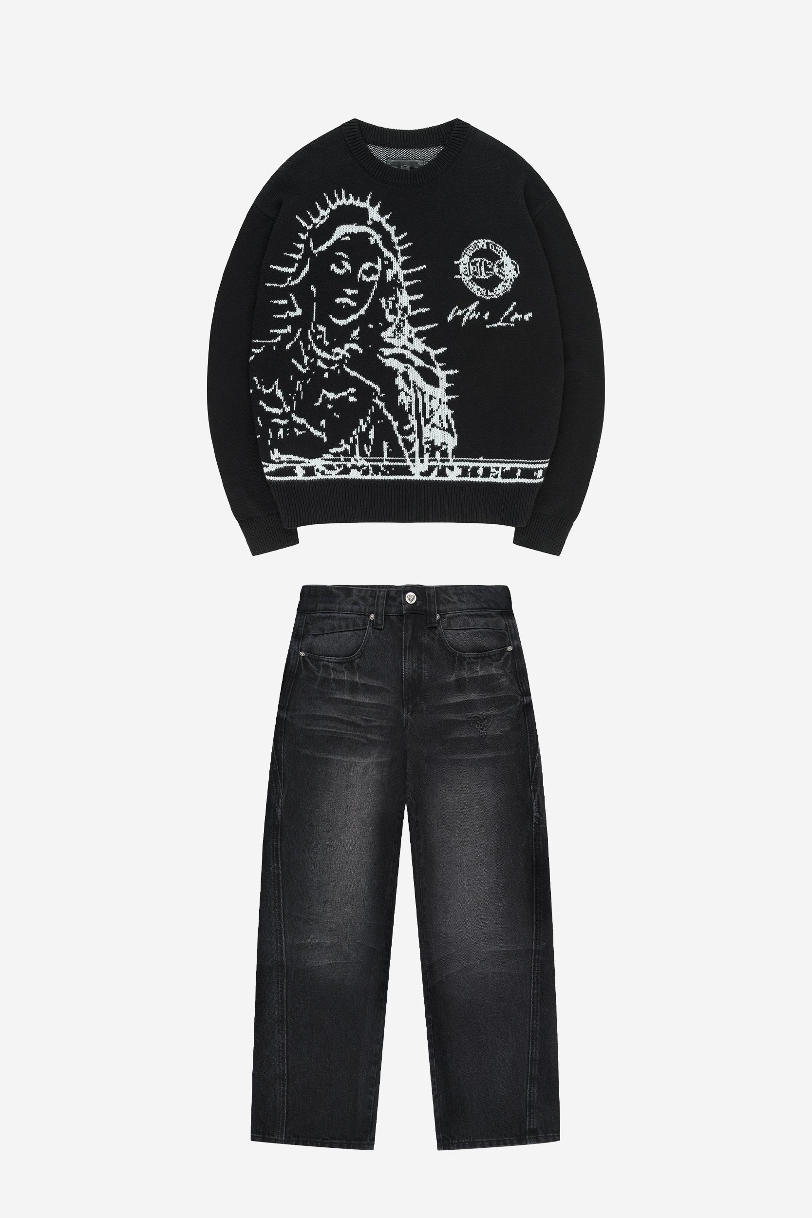 MORE BLESSINGS KNIT BLACK + DISTINCTIVE DENIM BLACK
