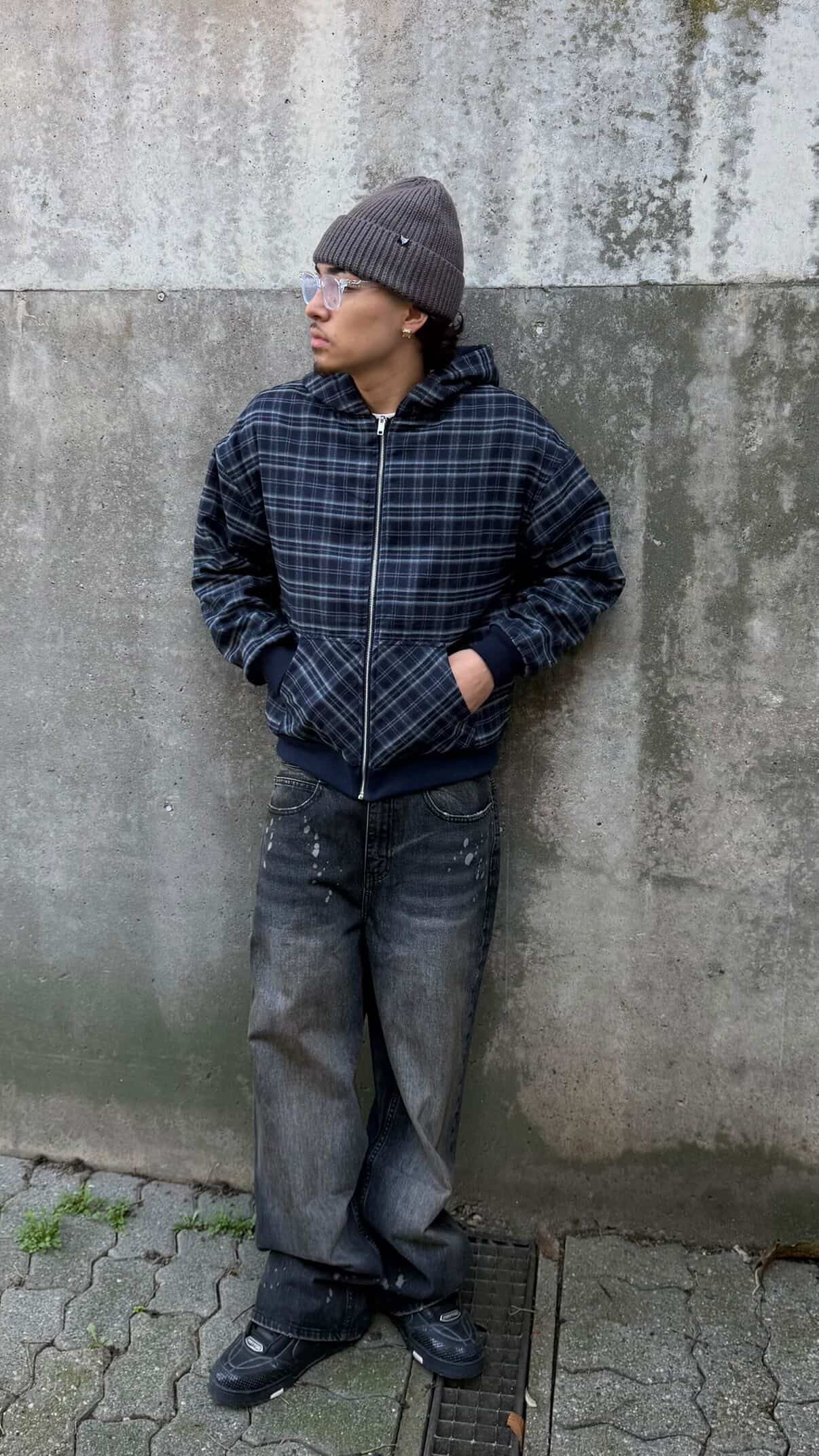 Load video: ReversiblePlaidZipNavy_UGC01