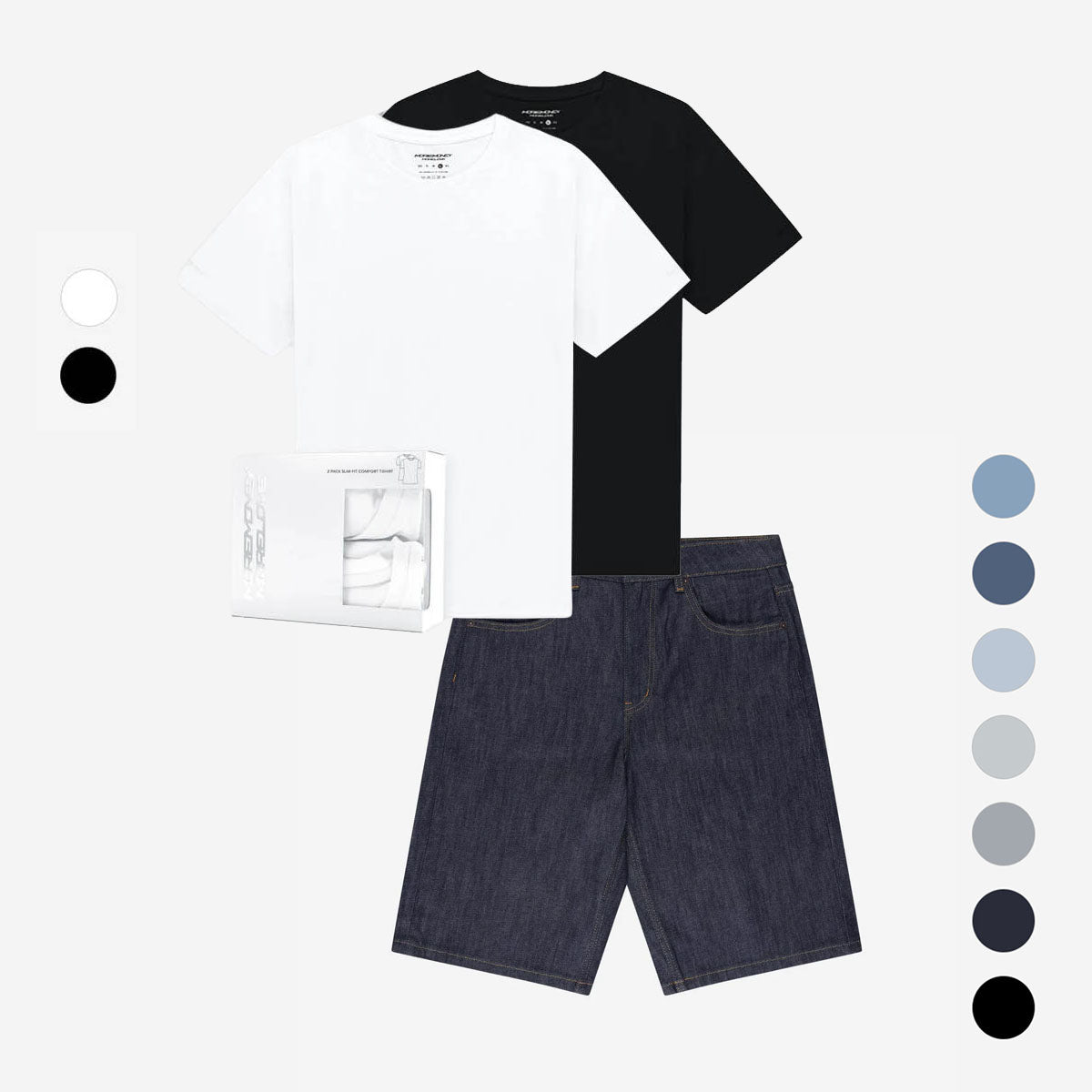 2 SLIM FIT TEES + JORTS