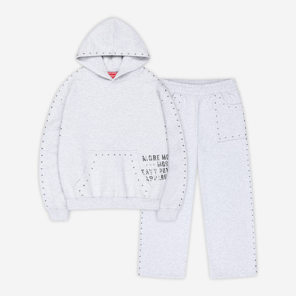 STUDDED SET HEATHER GREY