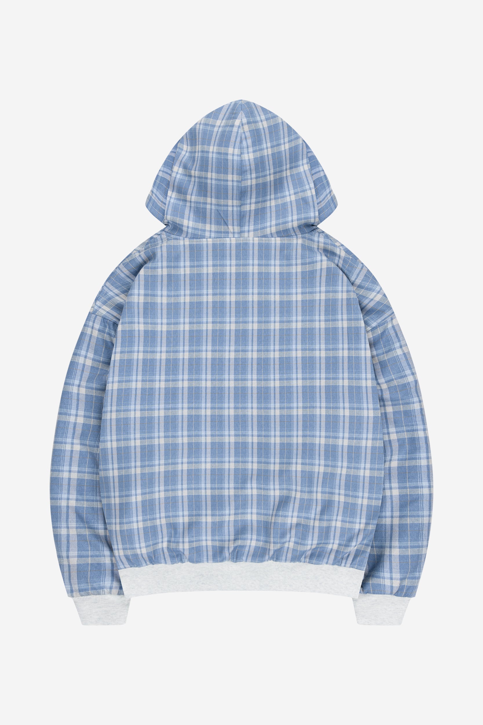 REVERSIBLE PLAID ZIP HOODIE GREY MELANGE