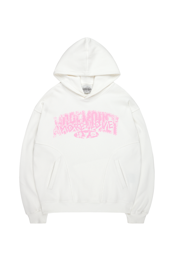 SIGNATURE CREST WAFFLE HOODIE OFF WHITE