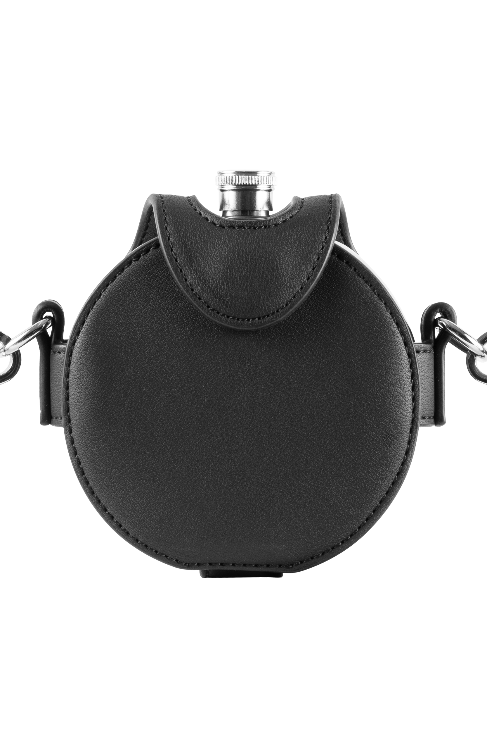 PUNCHED HEART HIP FLASK BAG BLACK