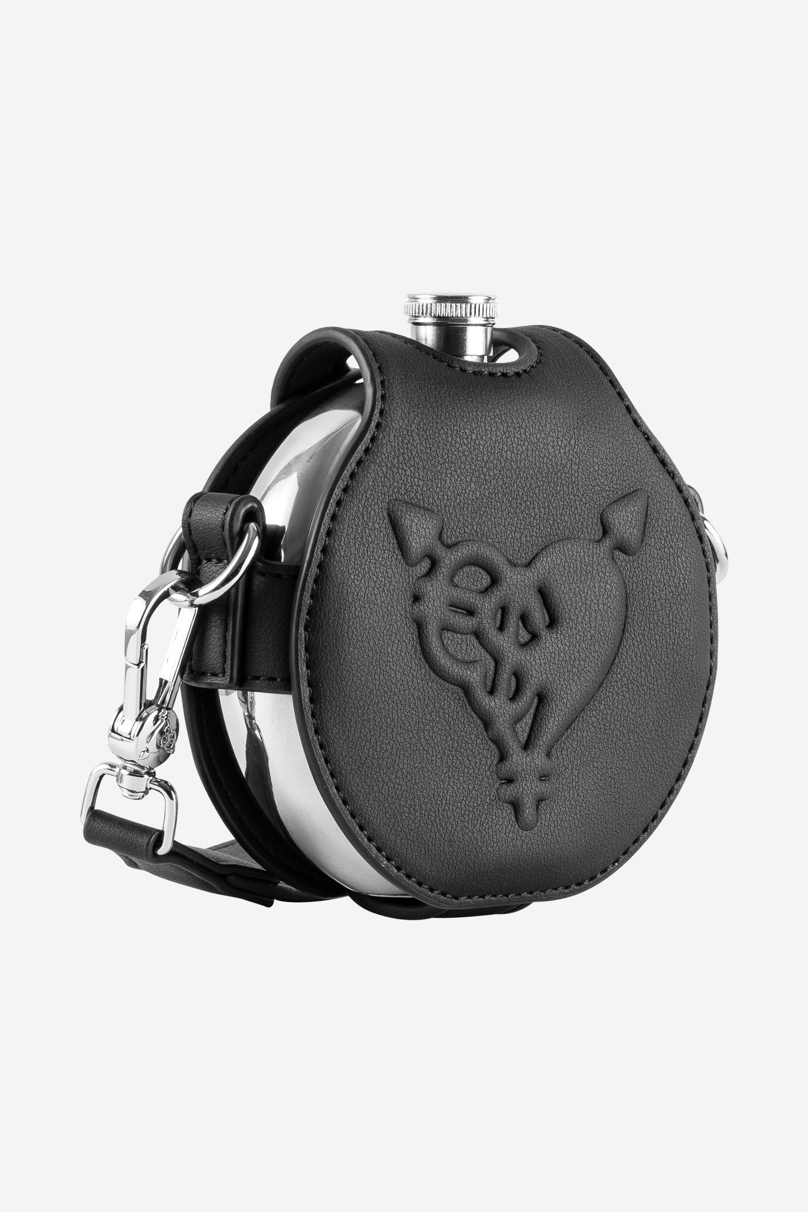 PUNCHED HEART HIP FLASK BAG