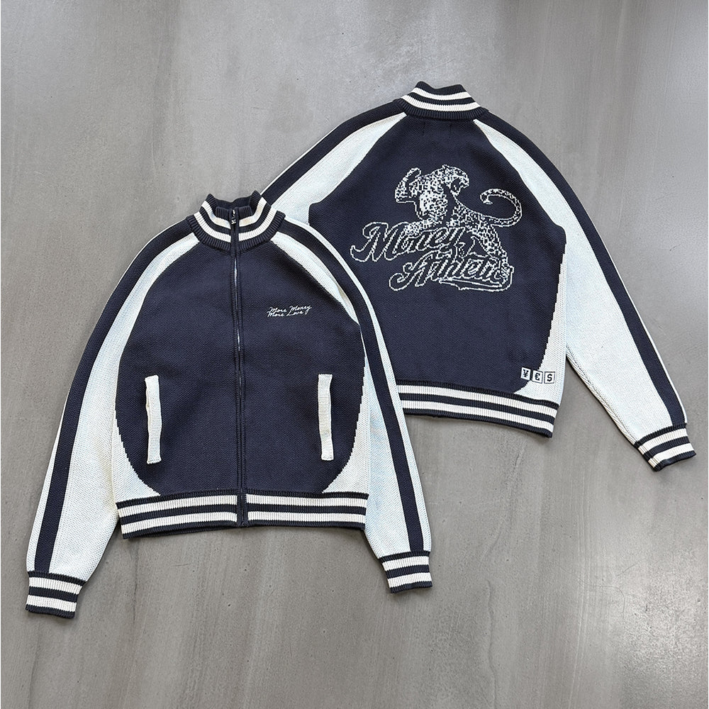 KNIT ZIP JACKET DARK GREY / CREAM