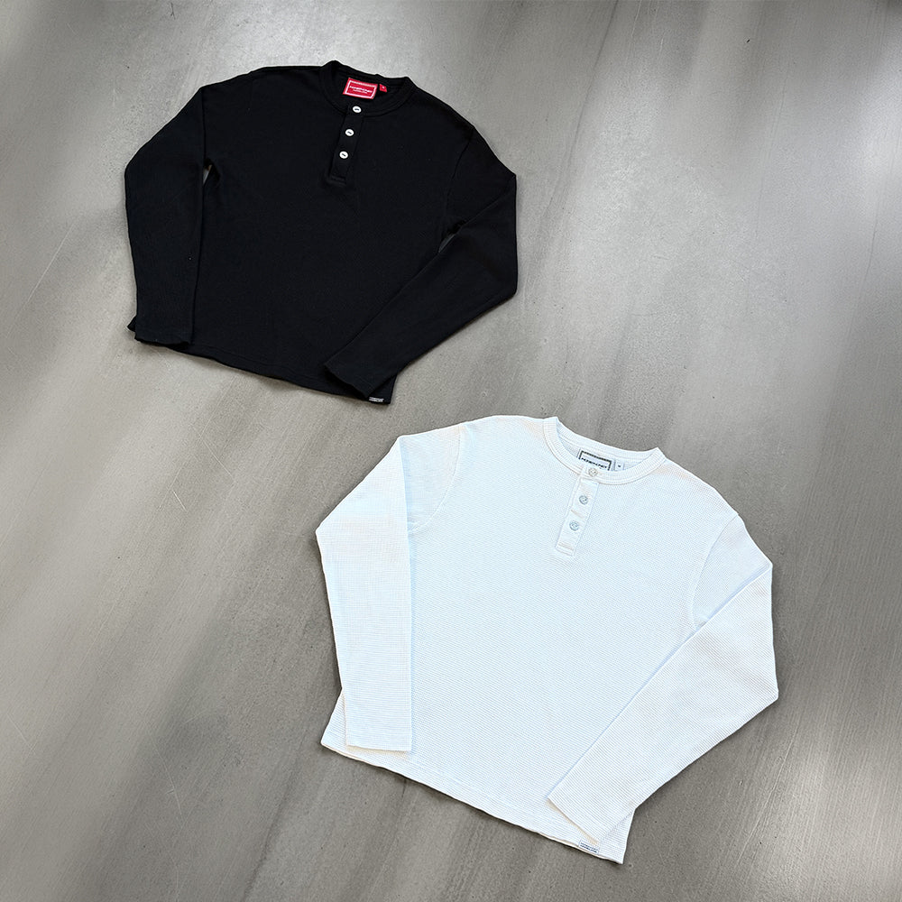 HENLEY WAFFLE LONGSLEEVE BLACK