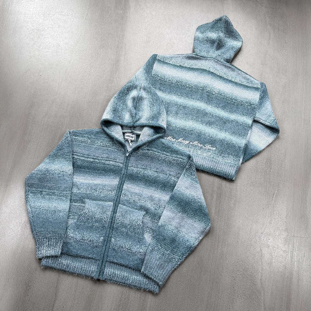 GRADIENT KNIT ZIP HOODIE FROSTY GREY
