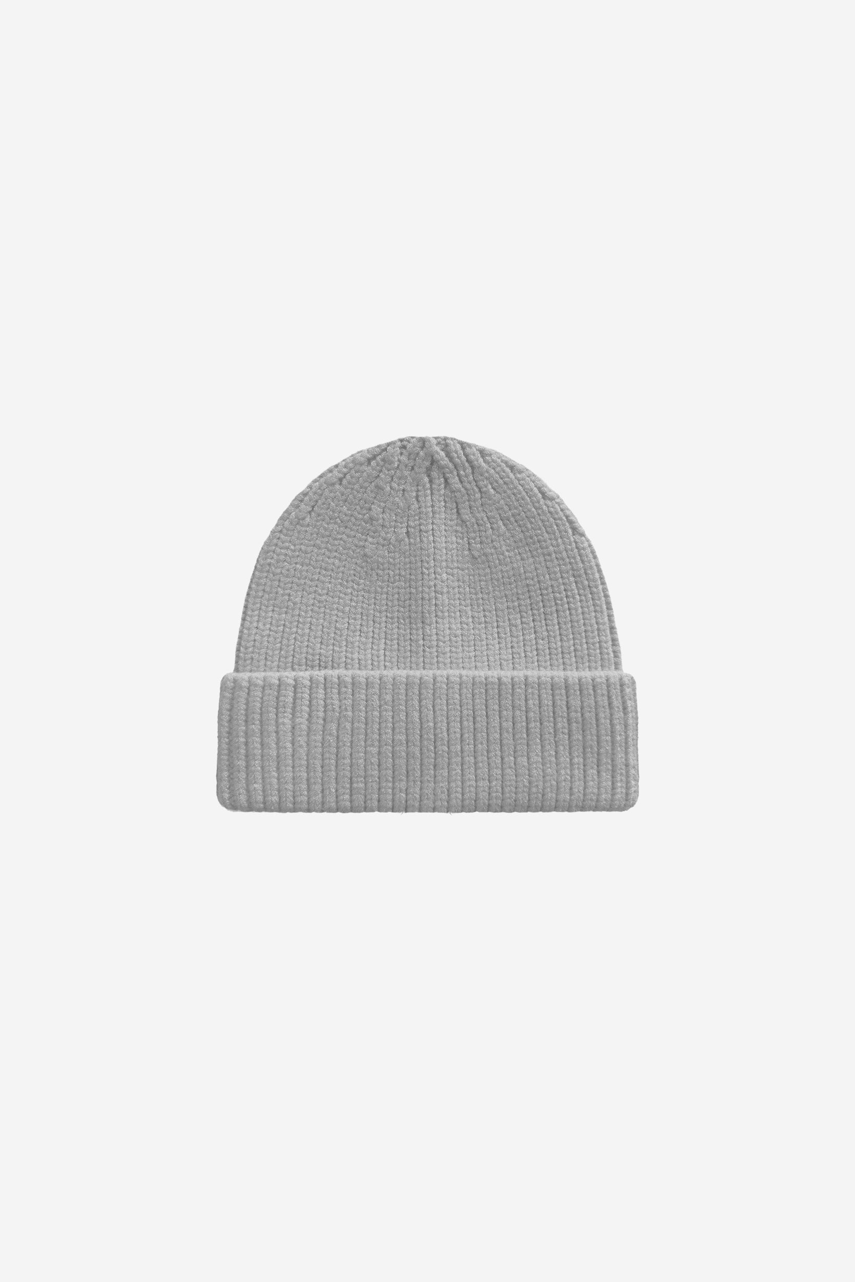 RIB KNIT BEANIE LIGHT GREY