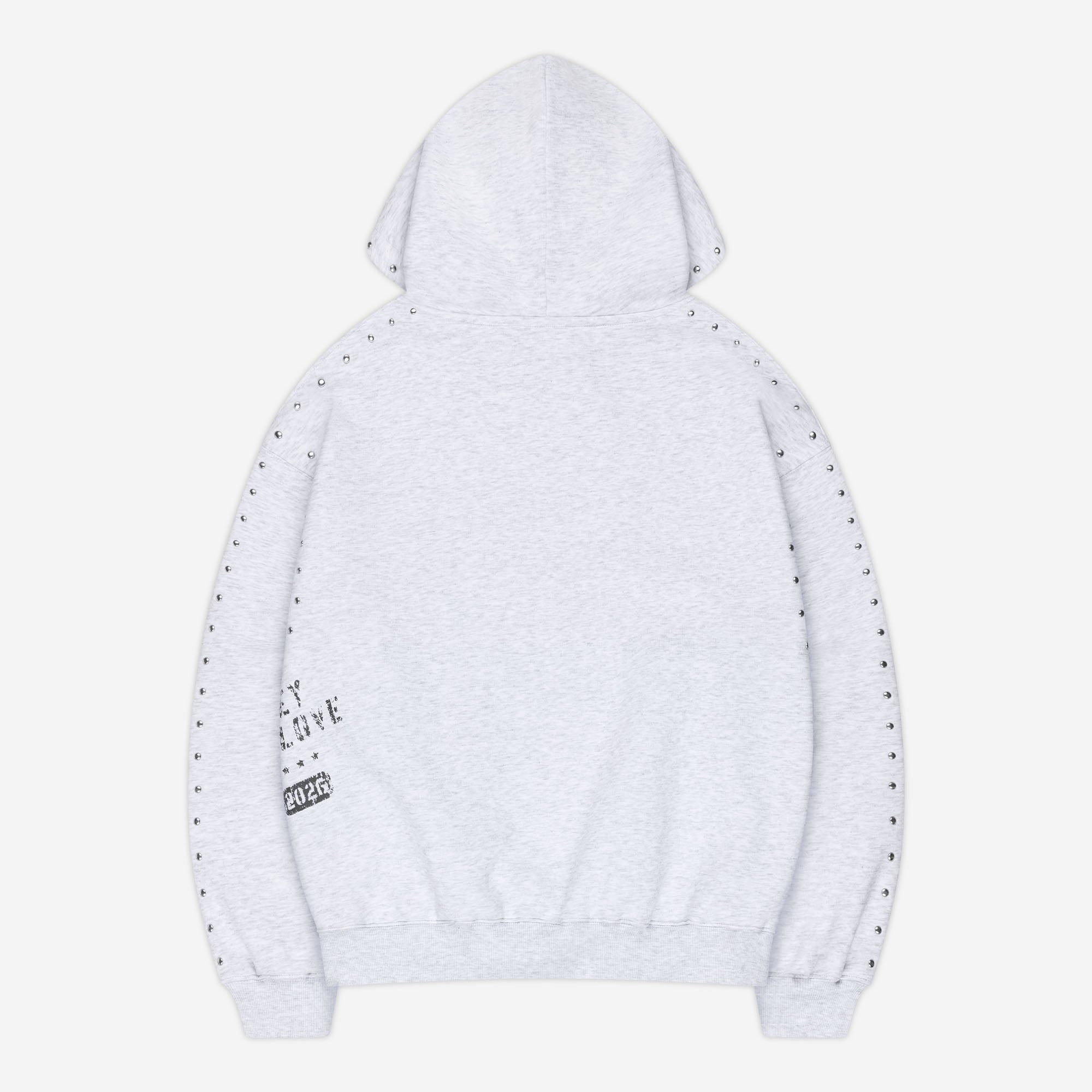 STUDDED HOODIE HEATHER GREY