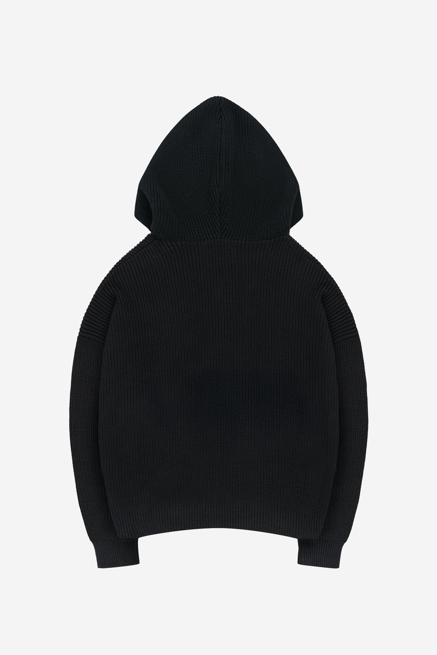 LOGO KNIT ZIP HOODIE BLACK