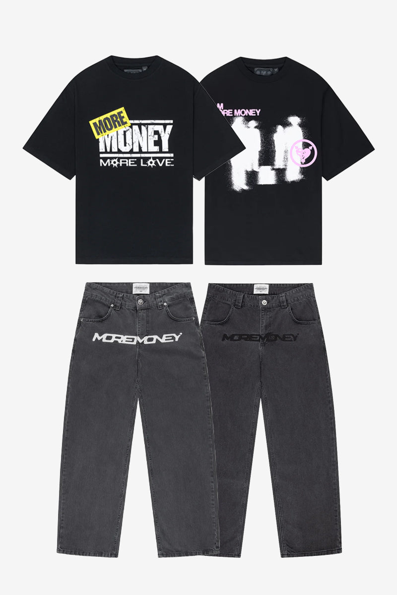 TEE + MORE MONEY LOGO BAGGY DENIM