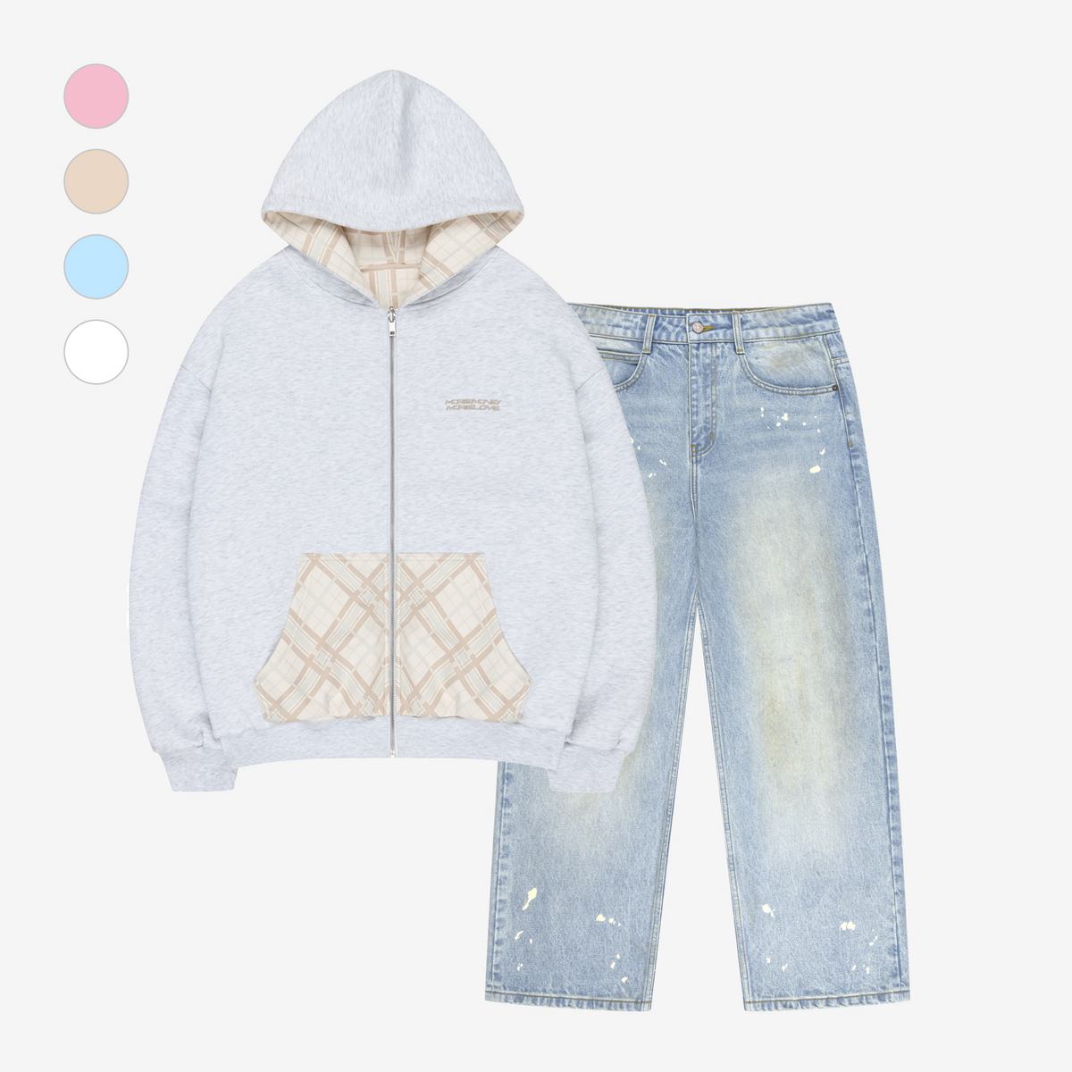 REVERSIBLE PLAID ZIP + DENIM