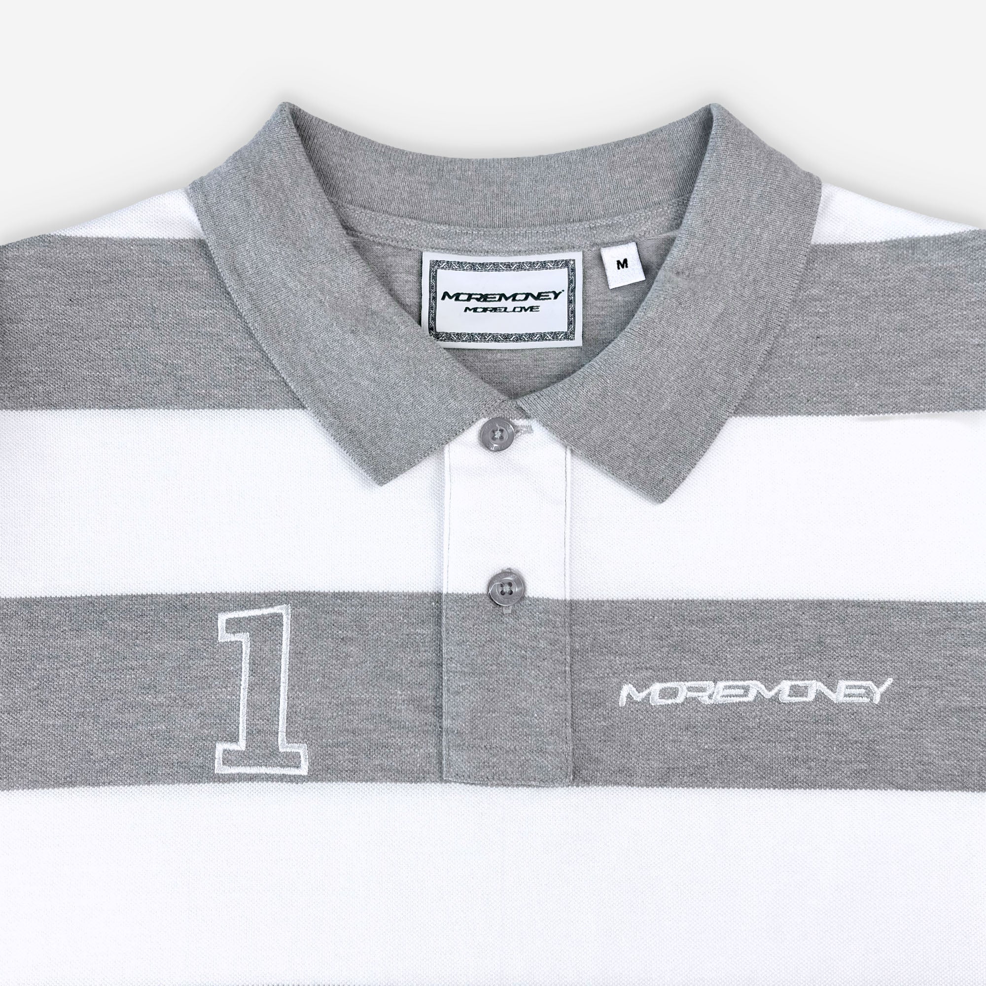 STRIPED POLO SHIRT GREY MELANGE