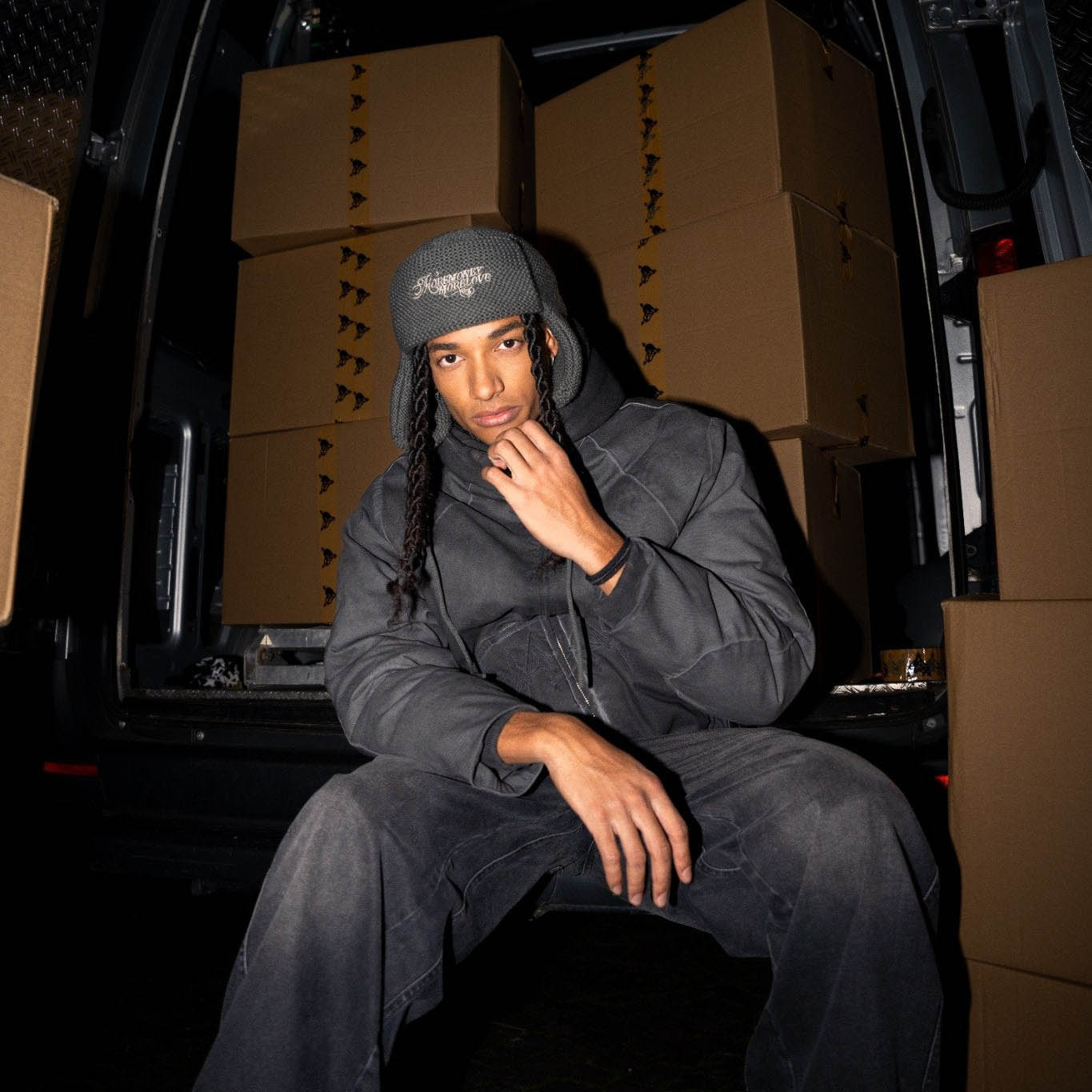 TRAPPER HAT KNIT DARKGREY