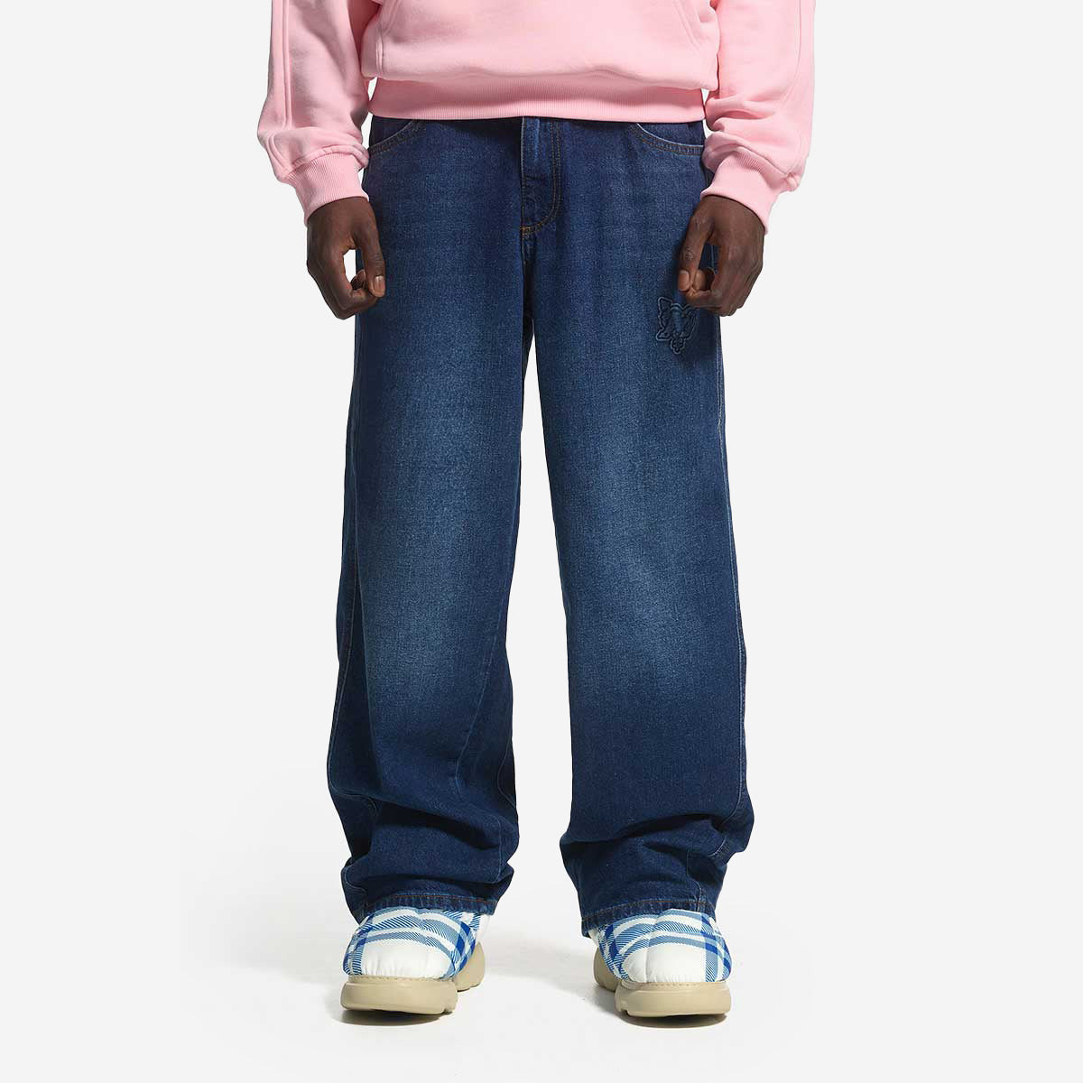 DISTINCTIVE BAGGY DENIM DARK BLUE WASHED