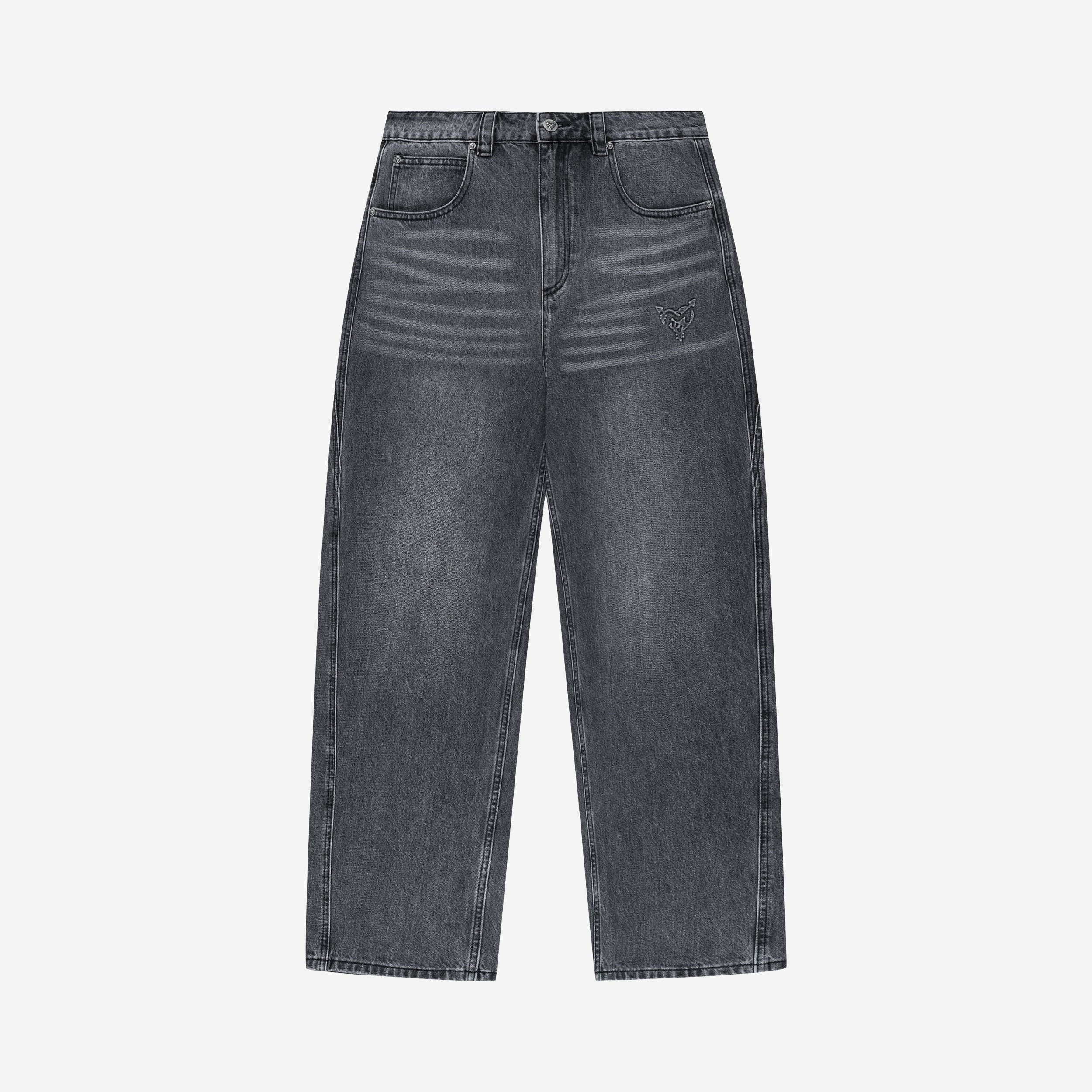 RIPPED DISTINCTIVE BAGY DENIM GRAY