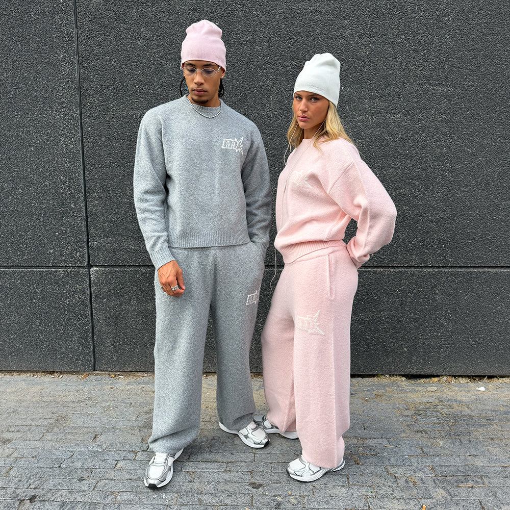 FUZZY KNIT JOGGER GREY MELANGE