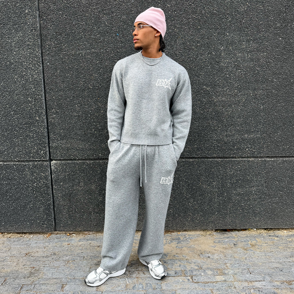 FUZZY KNIT JOGGER GREY MELANGE